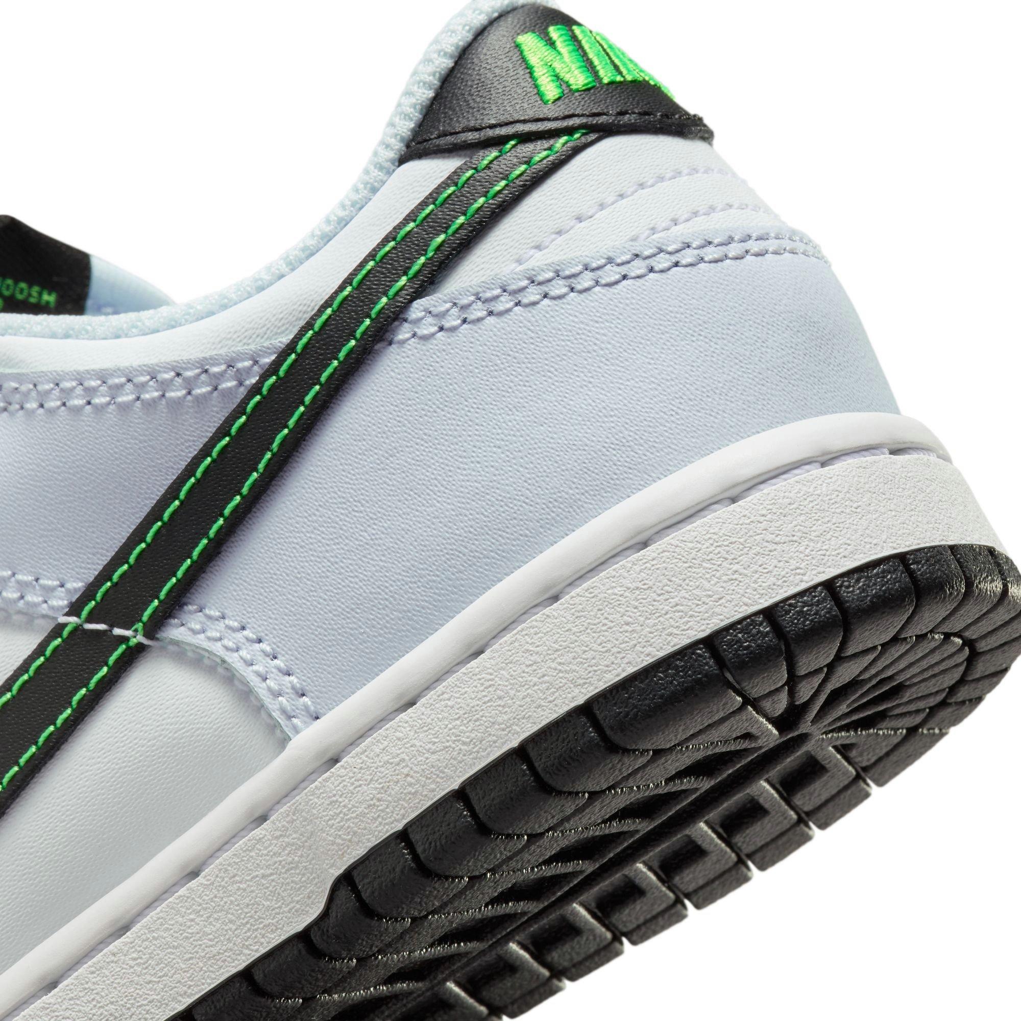 Nike Dunk Low "White/Black/Football Grey/Green Strike" Preschool Boys' Shoe - WHITE/BLACK Thumbnail View 9