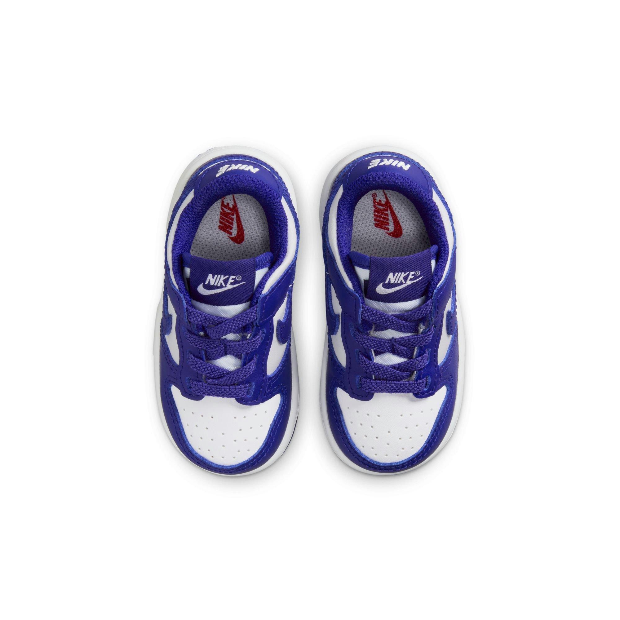 Nike Dunk Low "White/Concord/University Red" Toddler Boys' Shoe - WHITE/PURPLE Thumbnail View 7