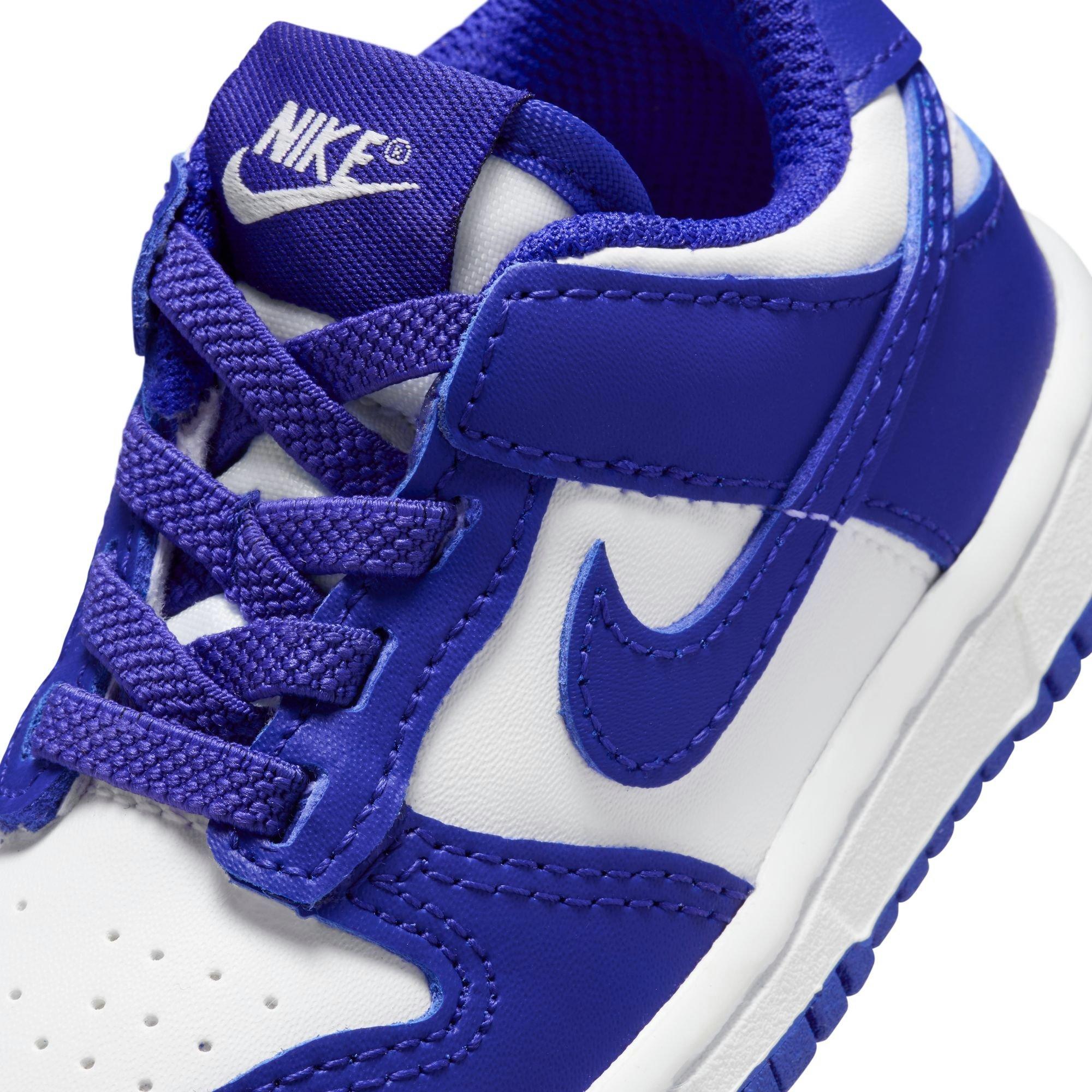 Nike Dunk Low "White/Concord/University Red" Toddler Boys' Shoe - WHITE/PURPLE Thumbnail View 9