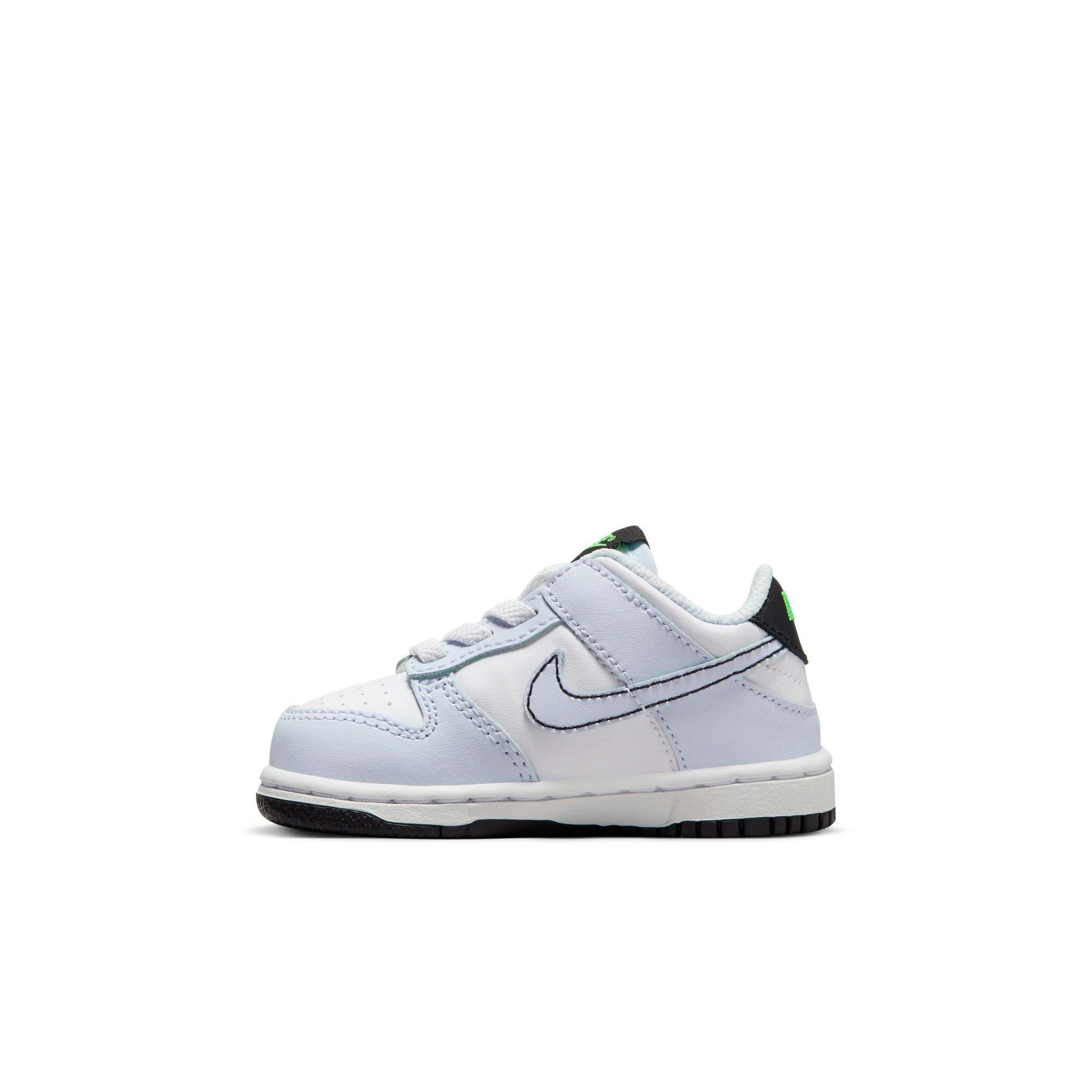 Nike Dunk Low "White/Black/Football Grey/Green Strike" Toddler Boys' Shoe - WHITE/BLACK Thumbnail View 4