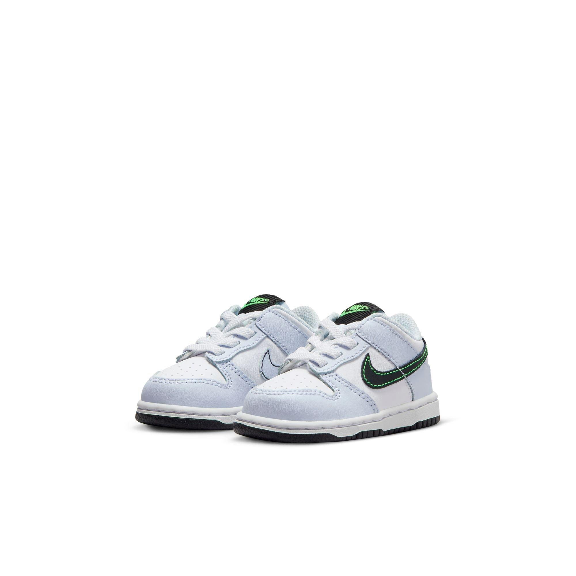 Nike Dunk Low "White/Black/Football Grey/Green Strike" Toddler Boys' Shoe - WHITE/BLACK Thumbnail View 5