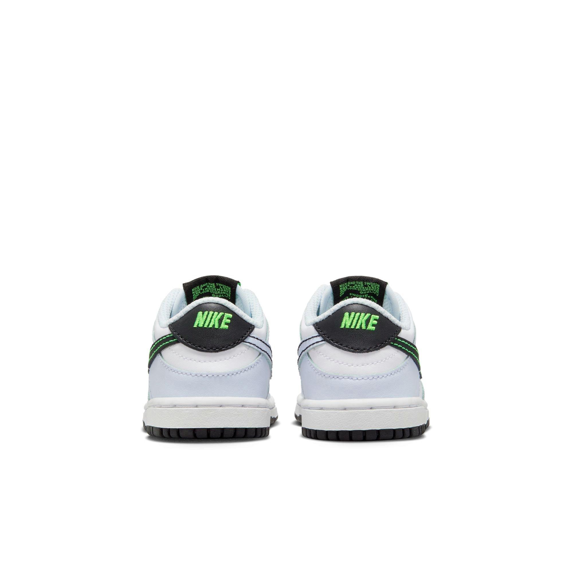 Nike Dunk Low "White/Black/Football Grey/Green Strike" Toddler Boys' Shoe - WHITE/BLACK Thumbnail View 6