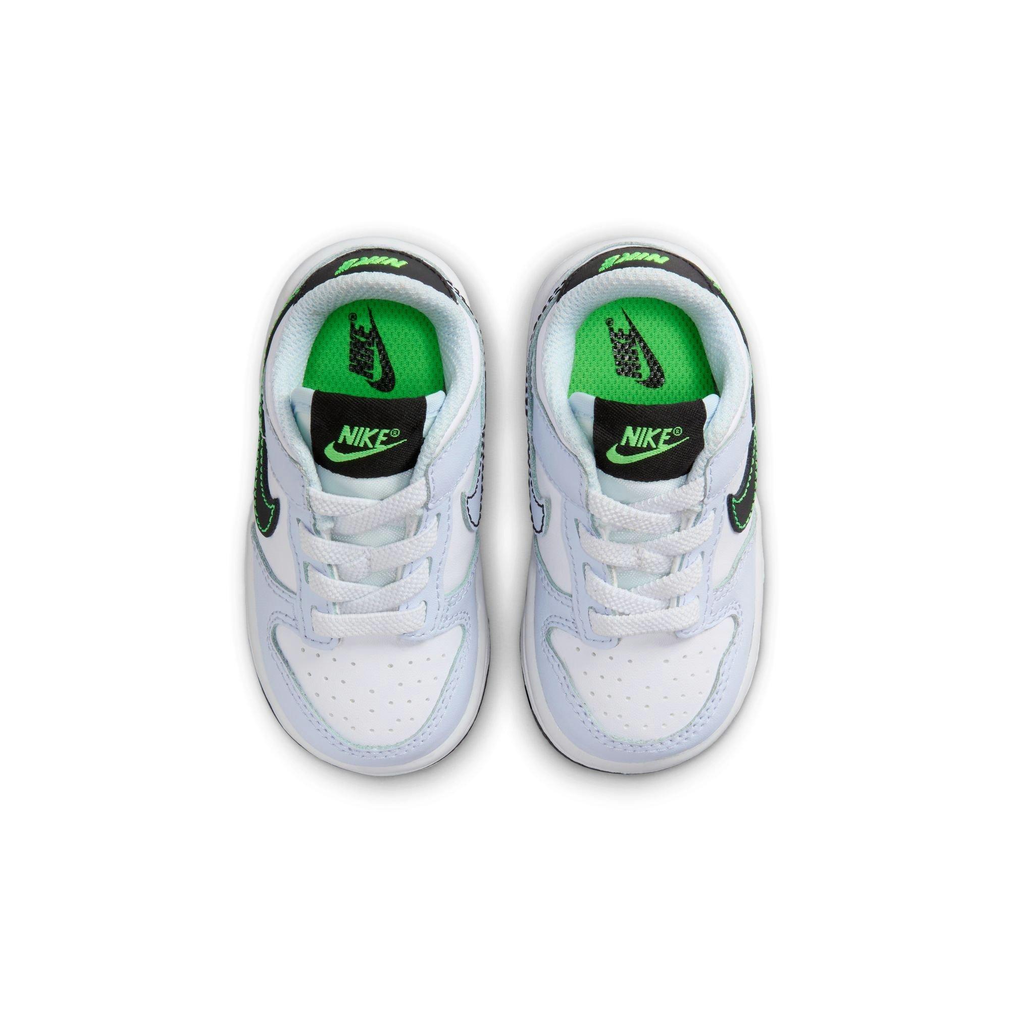 Nike Dunk Low "White/Black/Football Grey/Green Strike" Toddler Boys' Shoe - WHITE/BLACK Thumbnail View 7