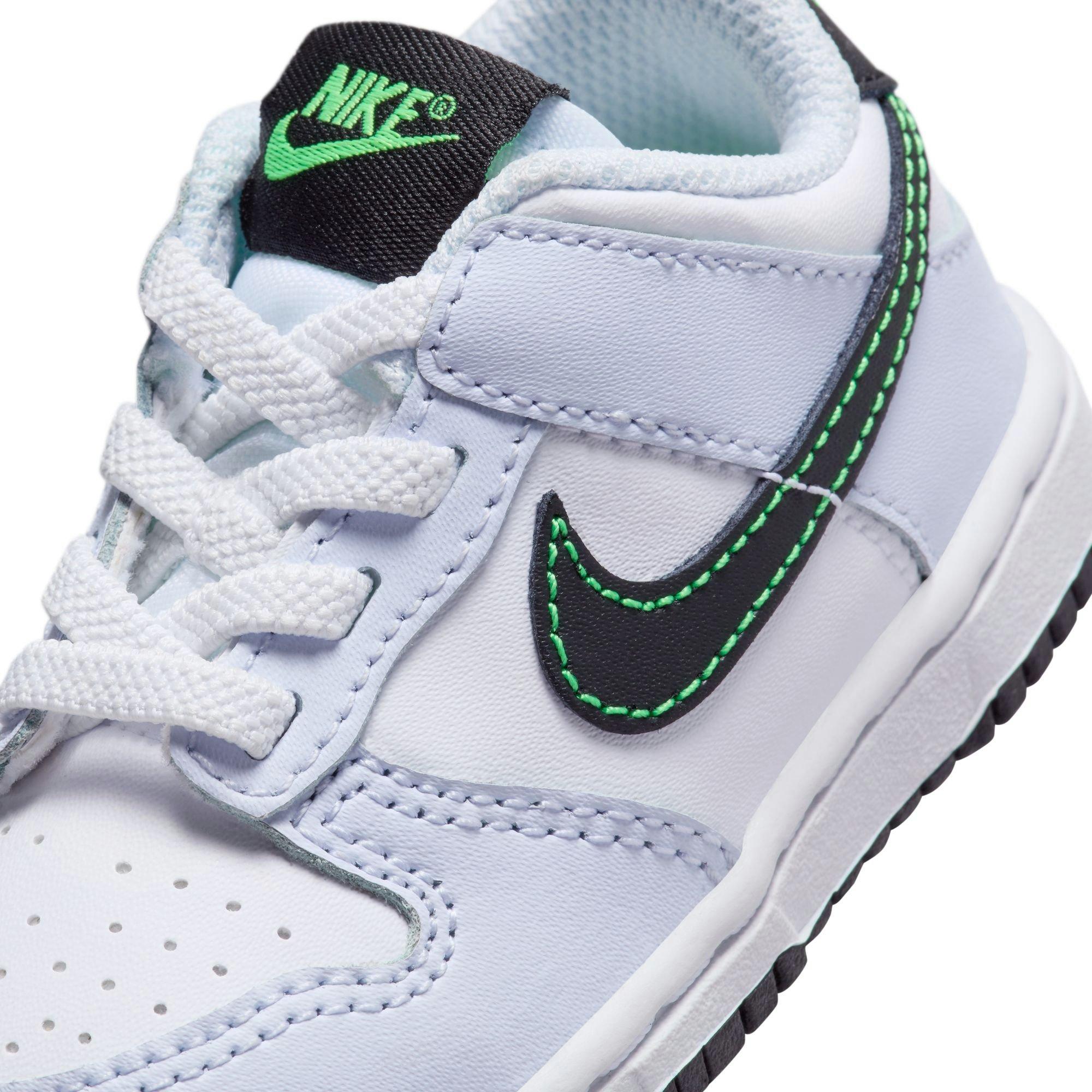 Nike Dunk Low "White/Black/Football Grey/Green Strike" Toddler Boys' Shoe - WHITE/BLACK Thumbnail View 9
