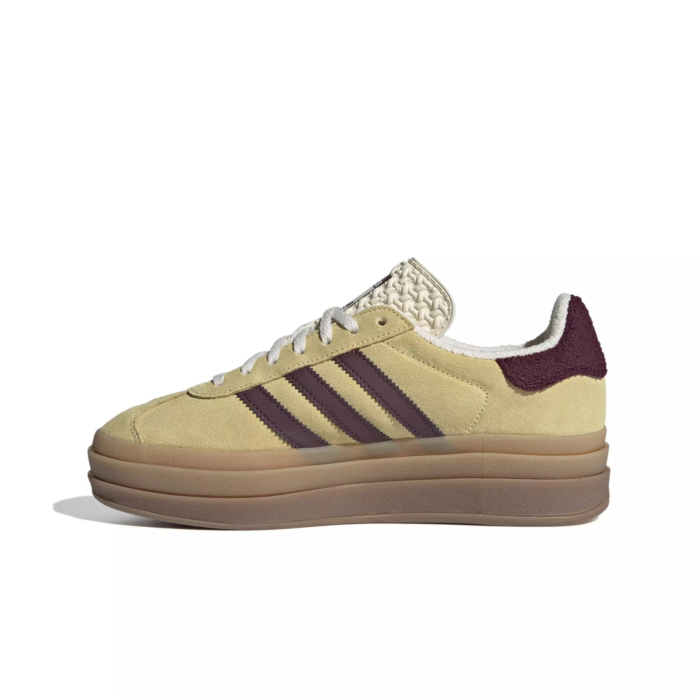 adidas Originals Gazelle Bold "Almost Yellow/Maroon/Wonder White" Women's Shoe - YELLOW/BROWN
