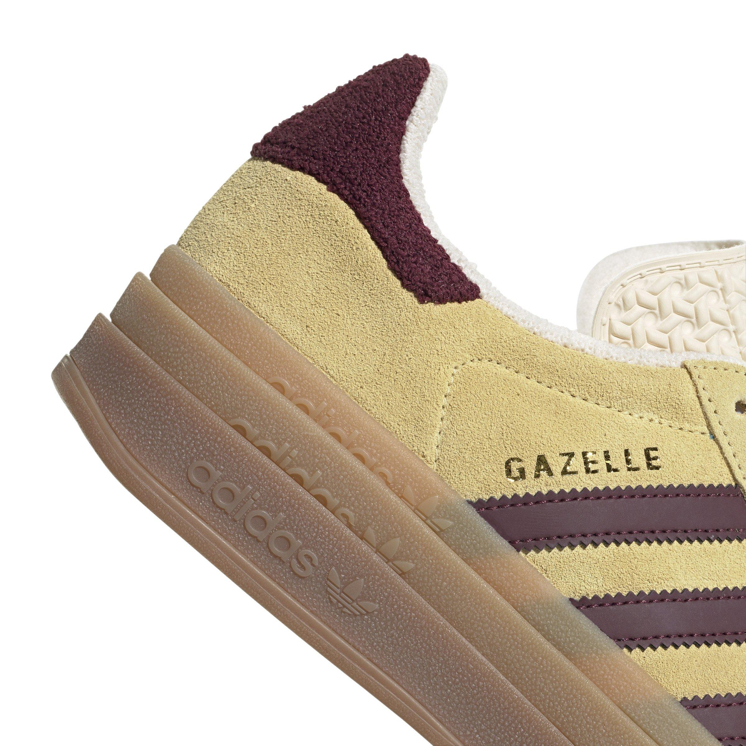 adidas Originals Gazelle Bold "Almost Yellow/Maroon/Wonder White" Women's Shoe - YELLOW/BROWN