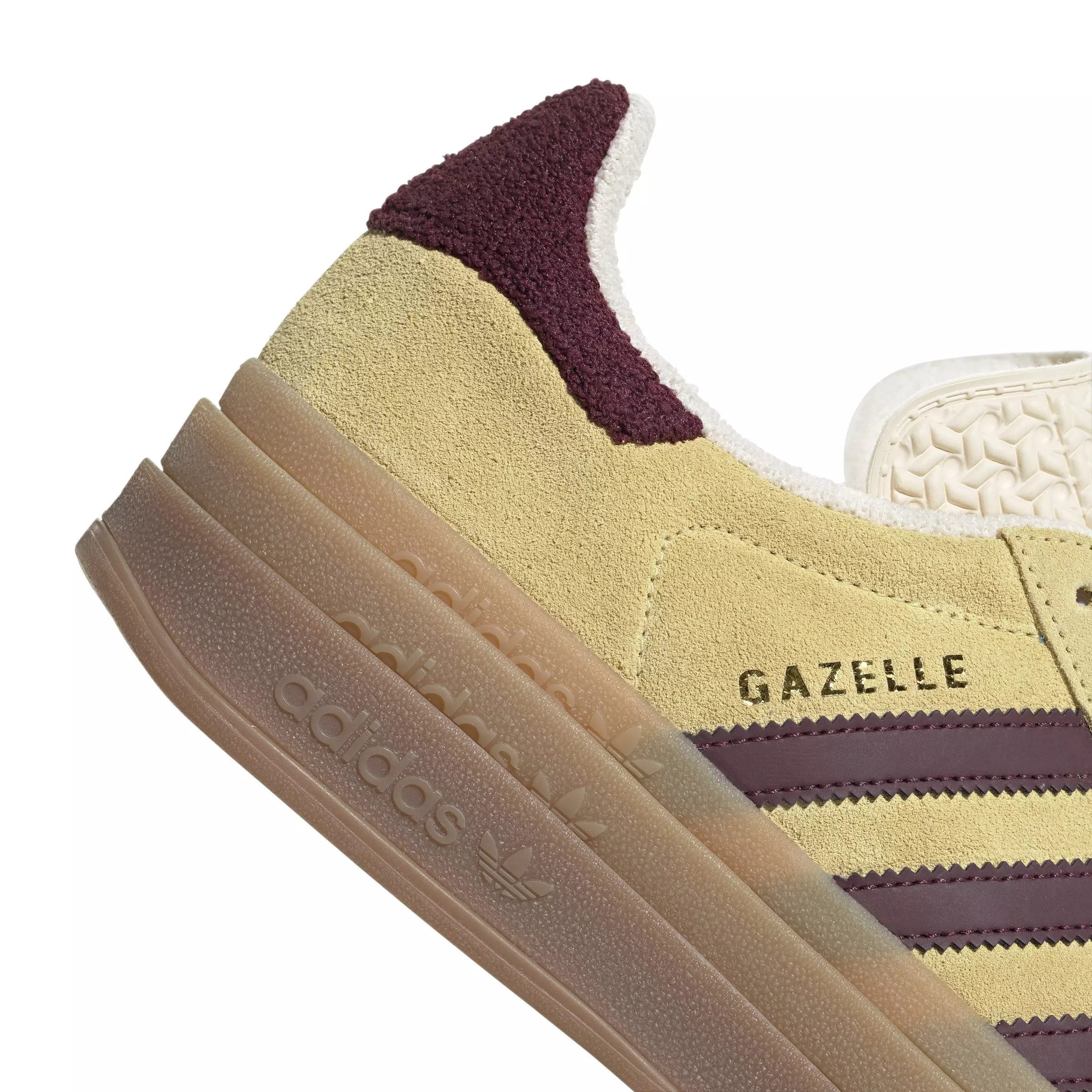 adidas Originals Gazelle Bold "Almost Yellow/Maroon/Wonder White" Women's Shoe - YELLOW/BROWN