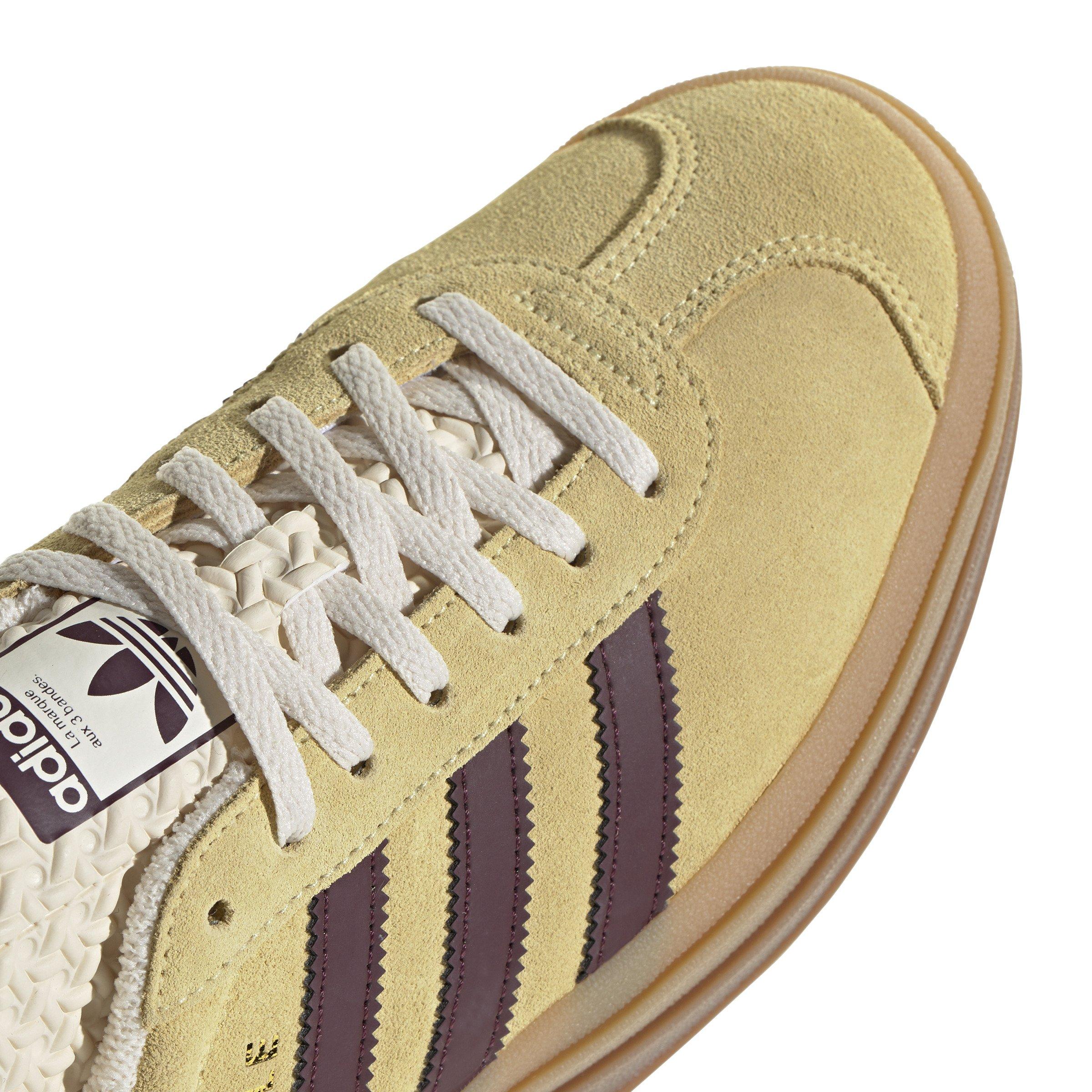 adidas Originals Gazelle Bold "Almost Yellow/Maroon/Wonder White" Women's Shoe - YELLOW/BROWN