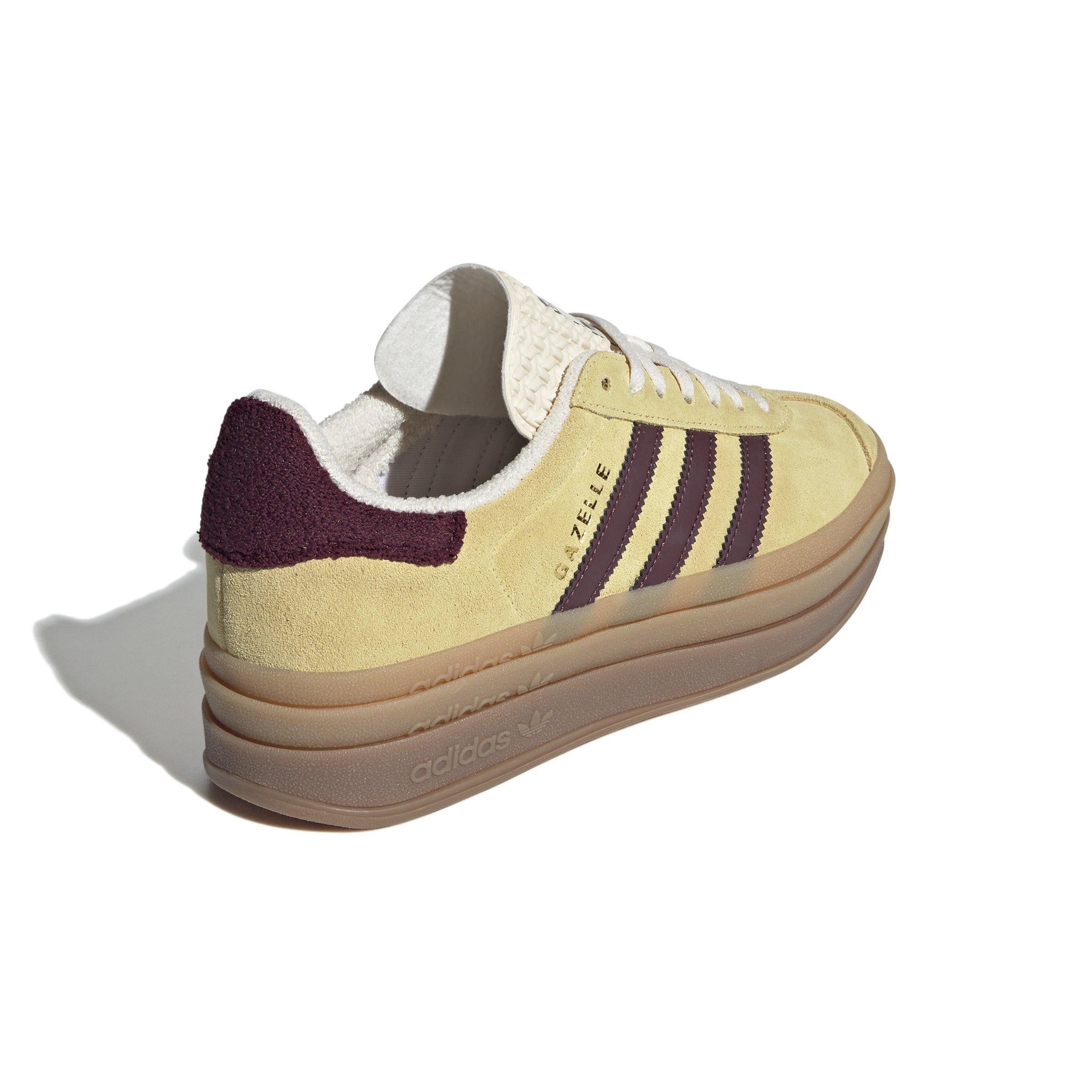 adidas Originals Gazelle Bold "Almost Yellow/Maroon/Wonder White" Women's Shoe - YELLOW/BROWN