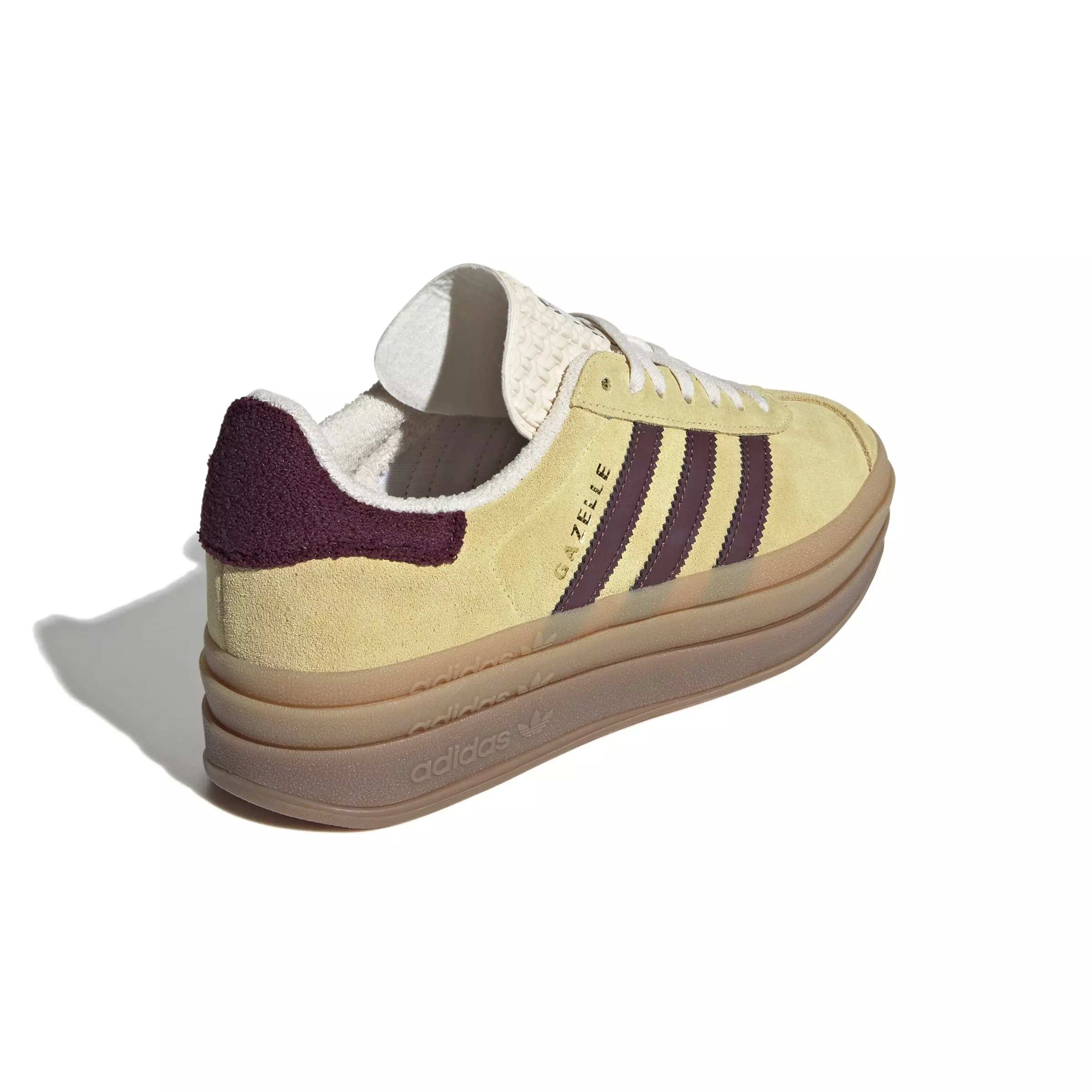 adidas Originals Gazelle Bold "Almost Yellow/Maroon/Wonder White" Women's Shoe - YELLOW/BROWN