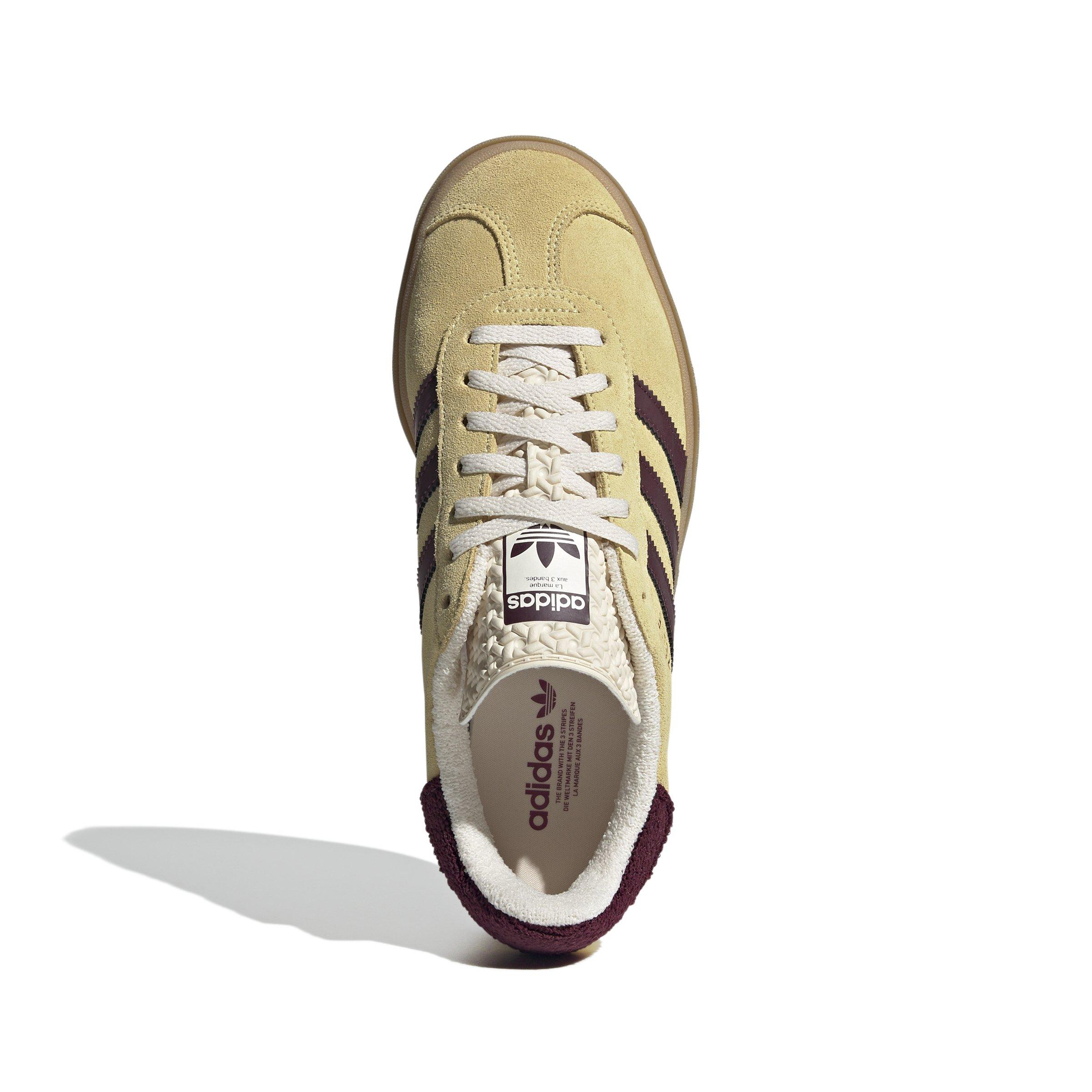 adidas Originals Gazelle Bold "Almost Yellow/Maroon/Wonder White" Women's Shoe - YELLOW/BROWN