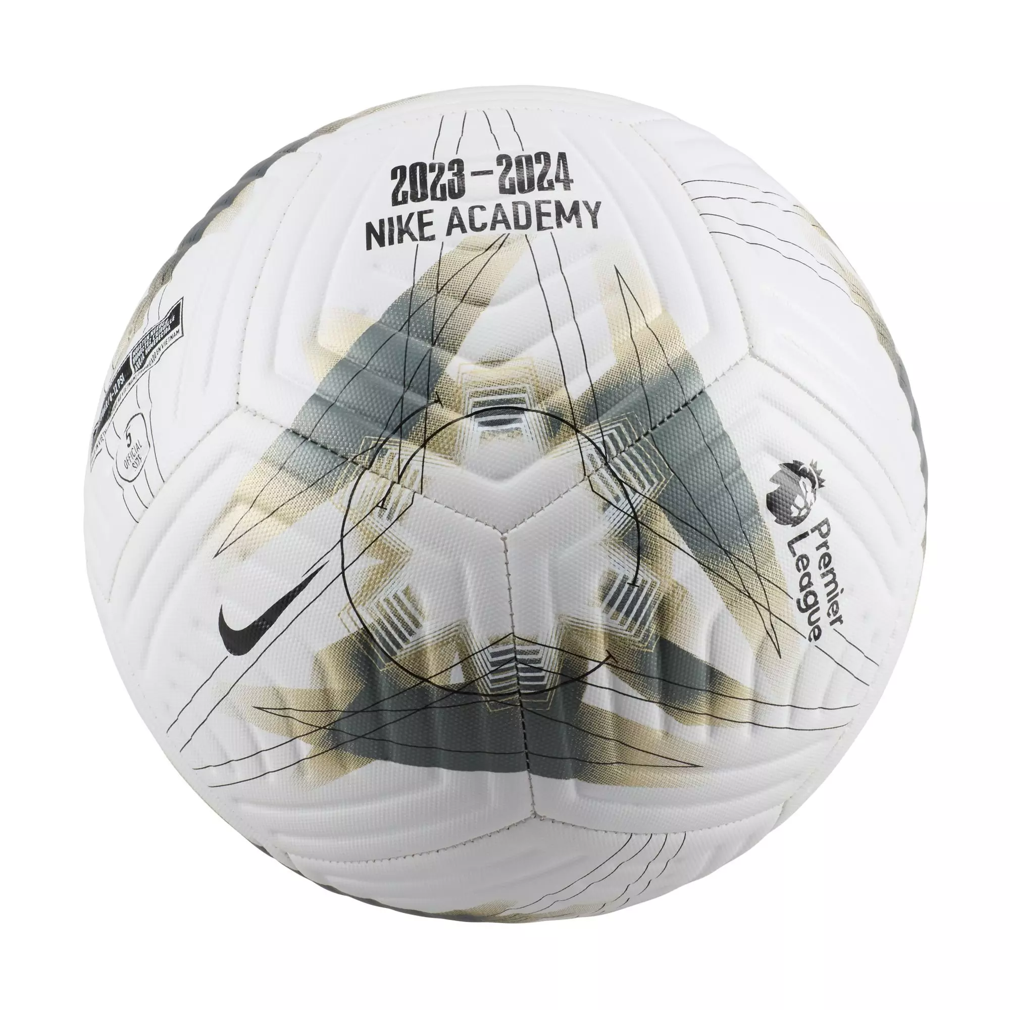 Nike Premier League Academy Size 5 Soccer Ball - White/Metallic Gold Star/Black - WHITE/GOLD