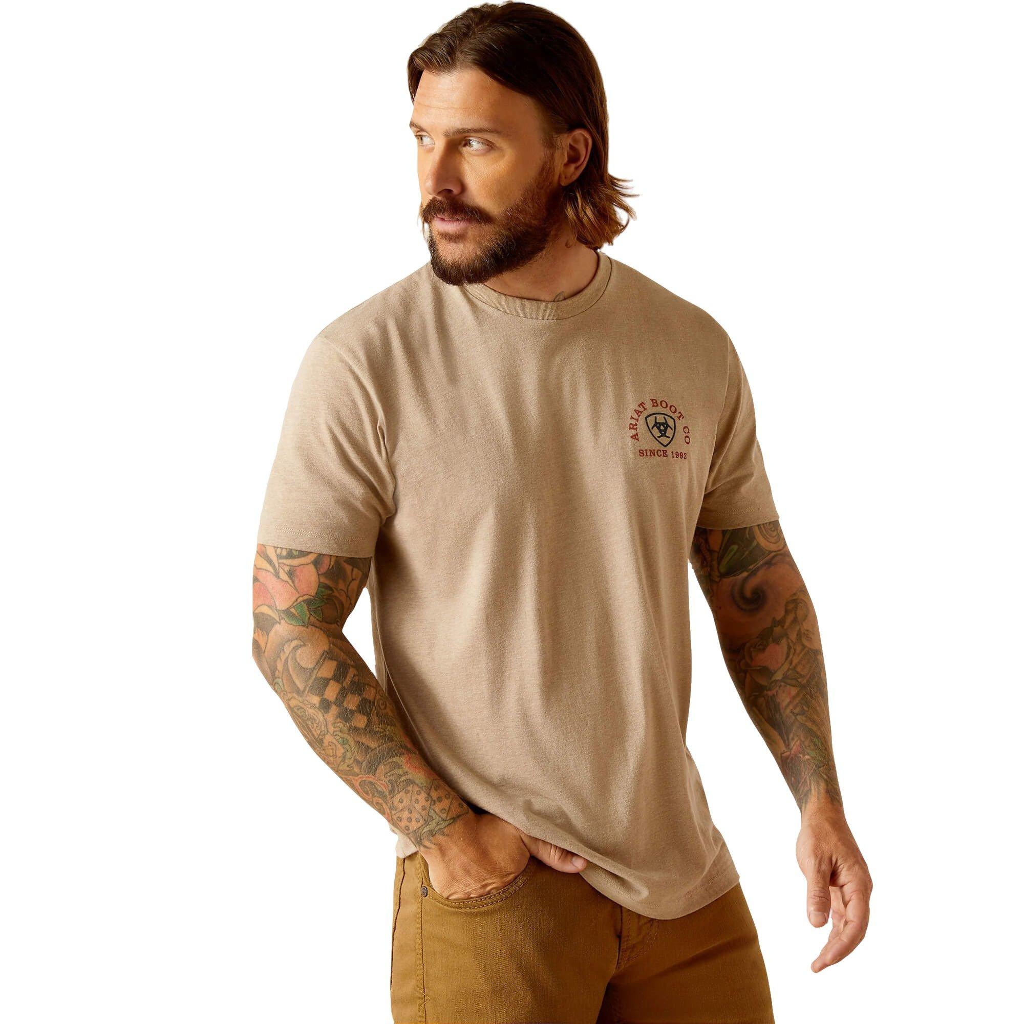 Ariat Men's Eagle Tee - Oatmeal - BEIGE Thumbnail View 1