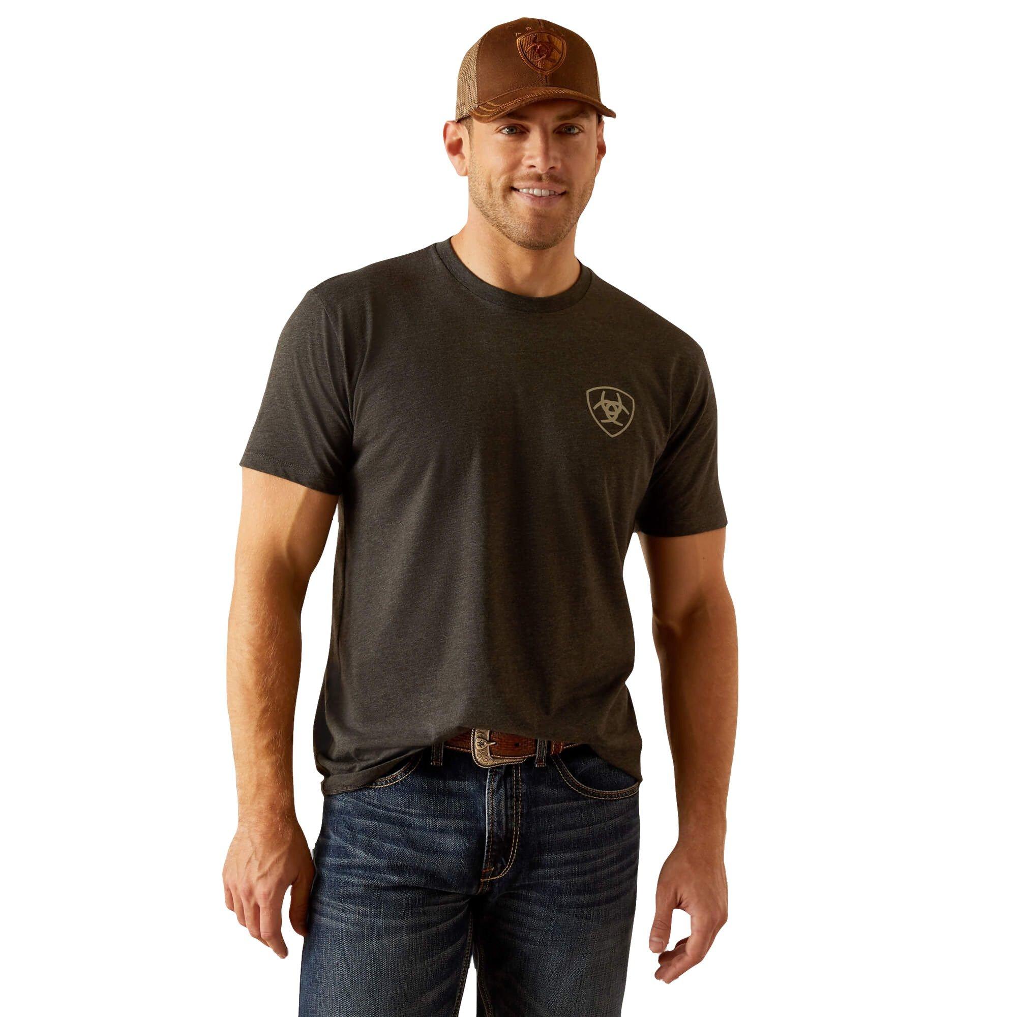 Ariat Men's Rider Label Tee - Charcoal - CHARCOAL Thumbnail View 1