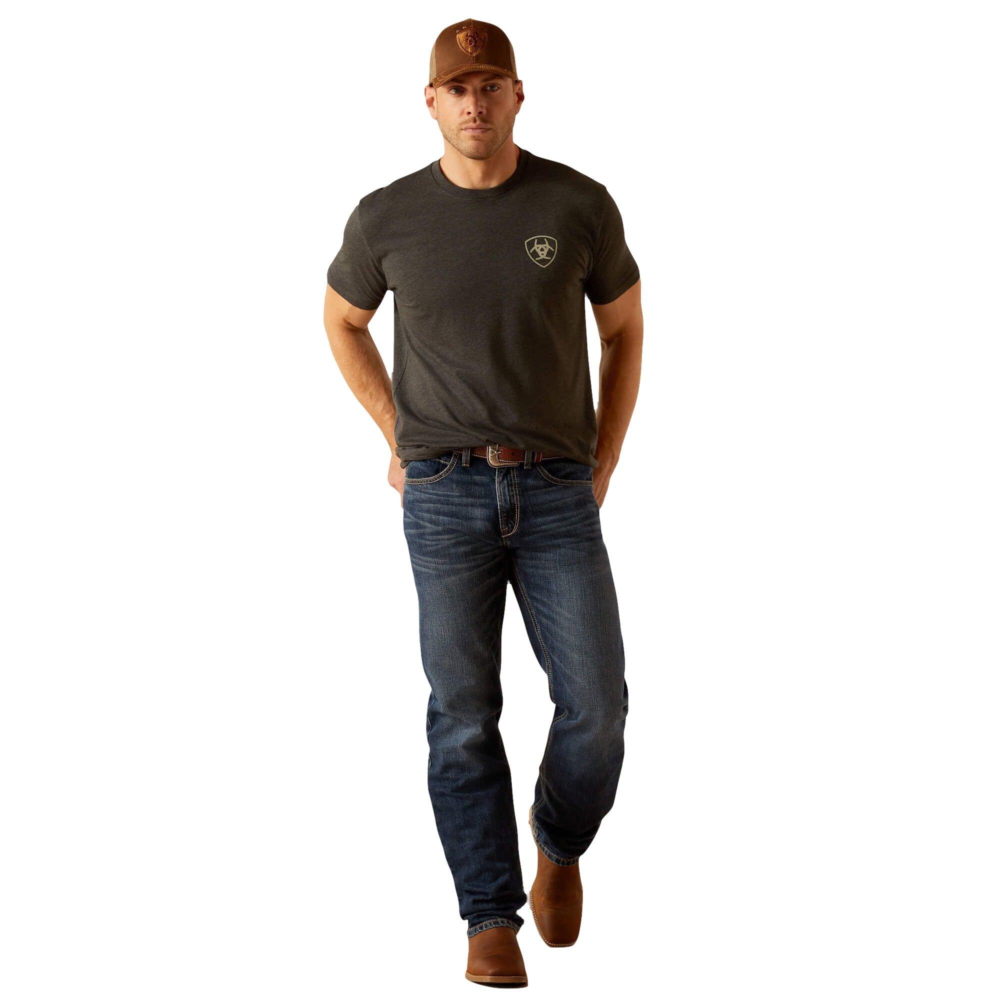 Ariat Men's Rider Label Tee - Charcoal - CHARCOAL Thumbnail View 3