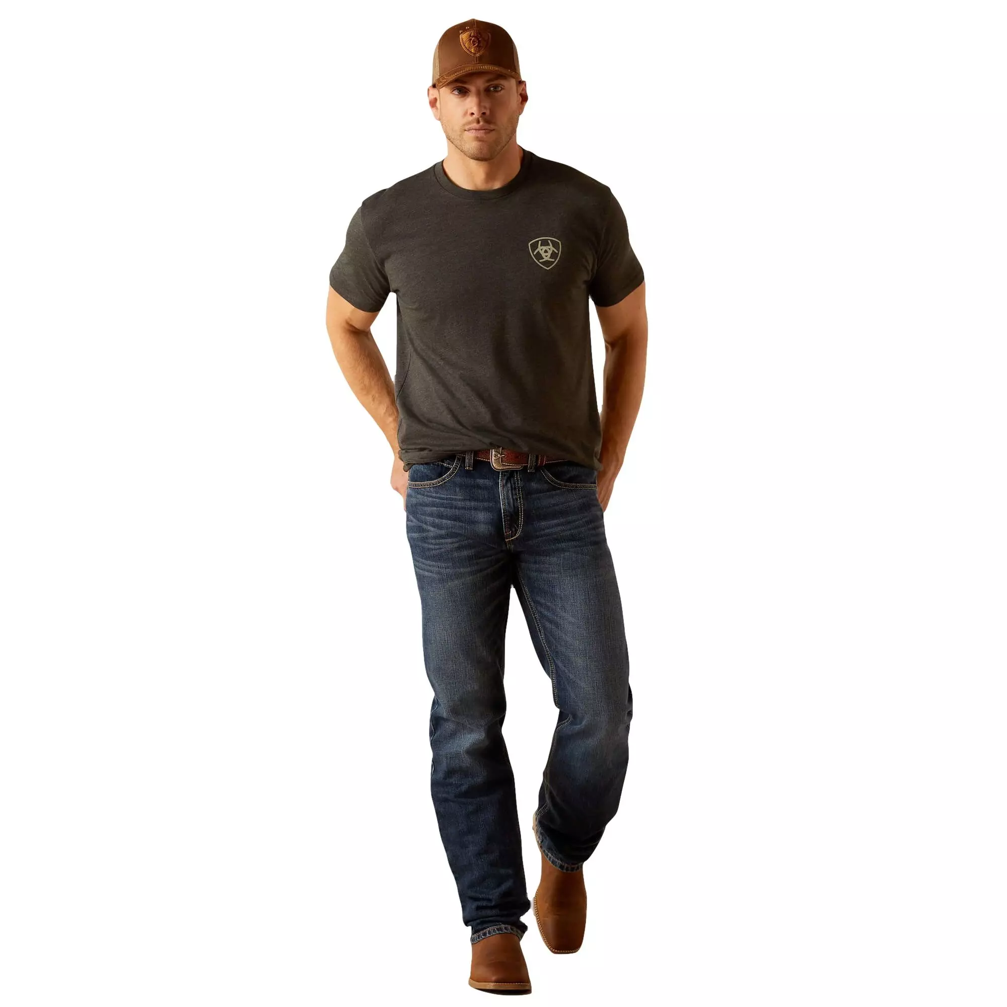 Ariat Men's Rider Label Tee - Charcoal - CHARCOAL