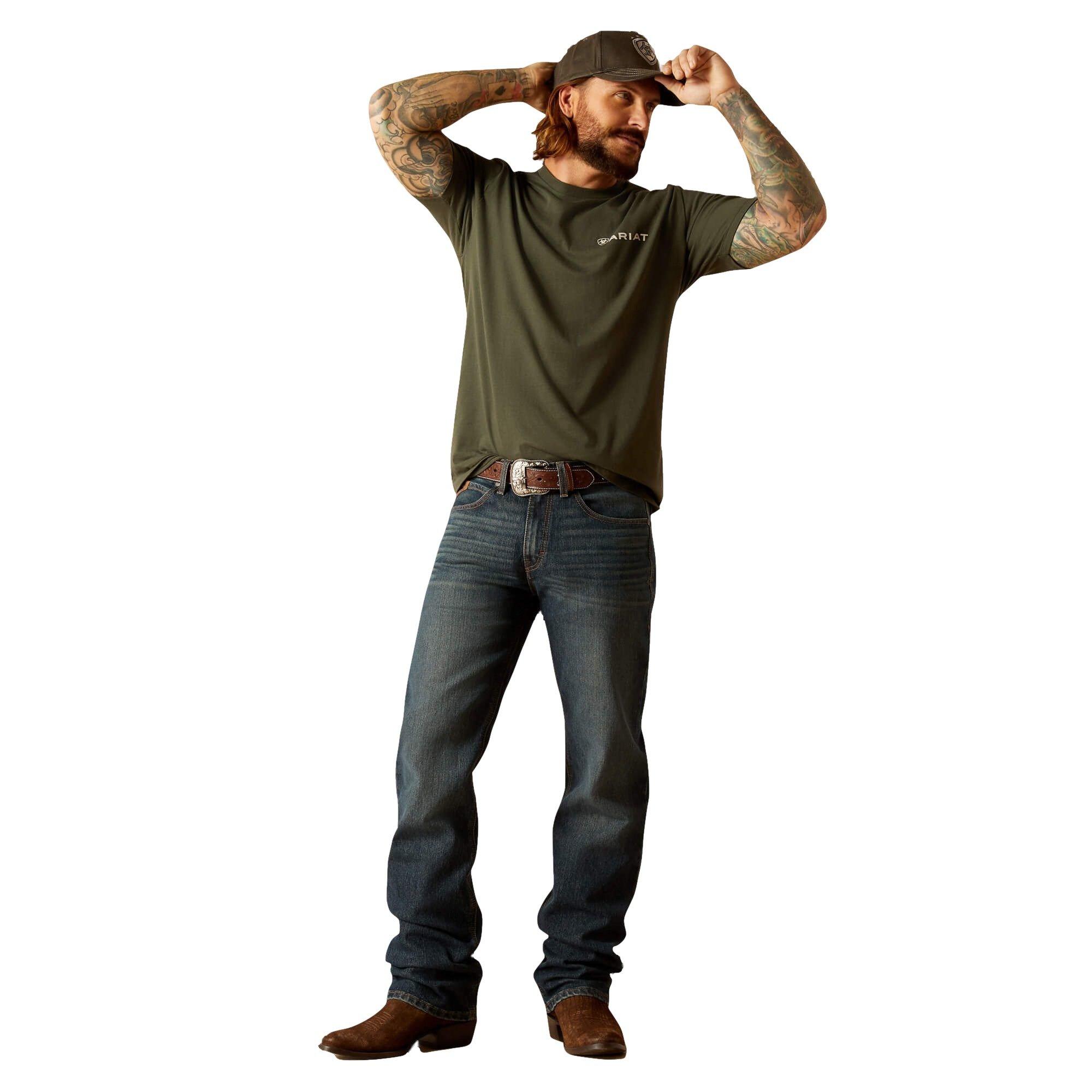 Ariat Men's Camo Ring Tee - Olive - OLIVE Thumbnail View 4