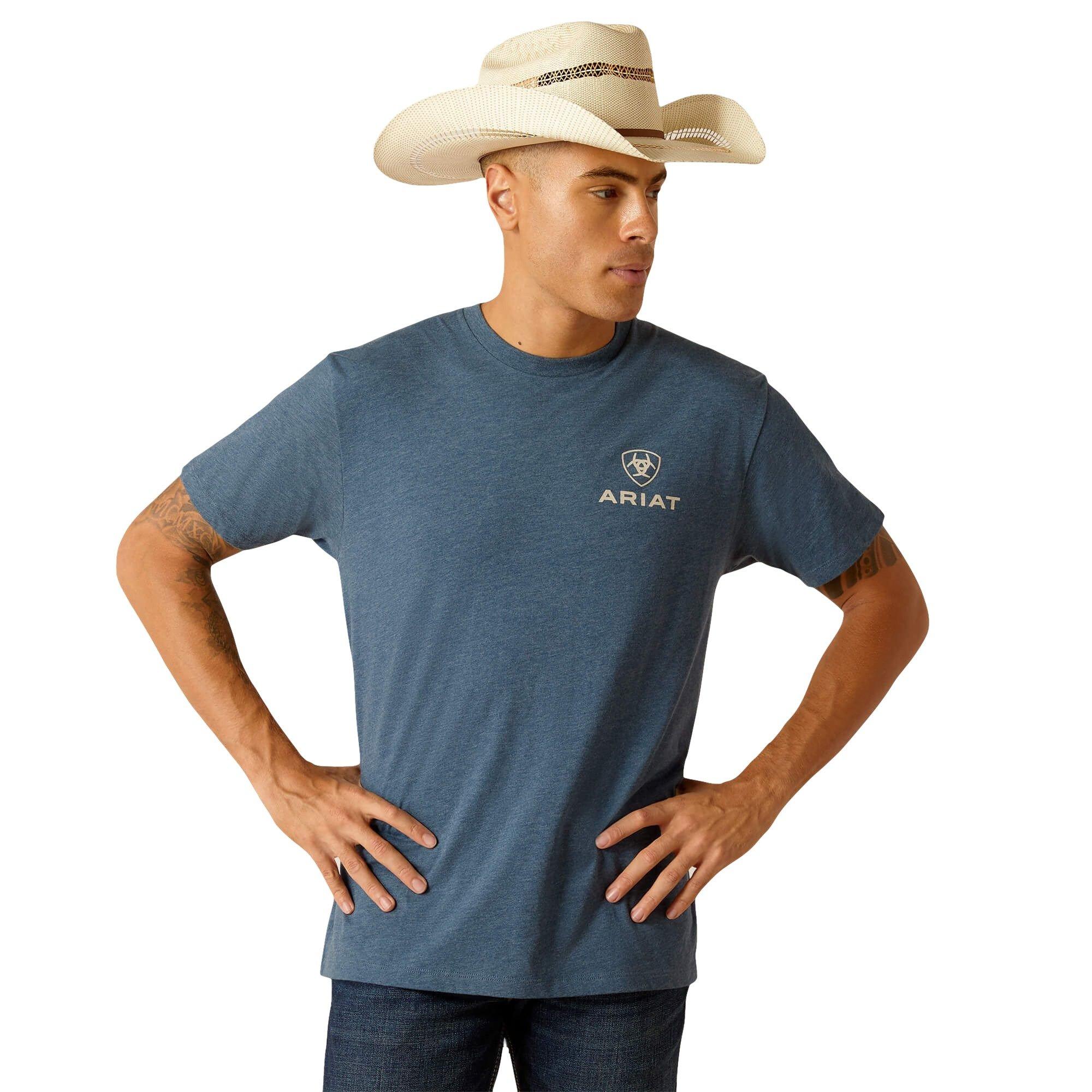 Ariat Men's SW Bison Tee - Heather Blue - BLUE Thumbnail View 1