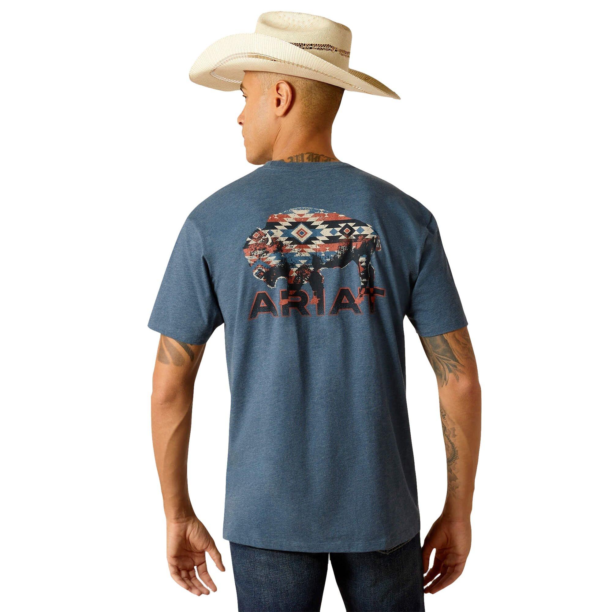 Ariat Men's SW Bison Tee - Heather Blue - BLUE Thumbnail View 2