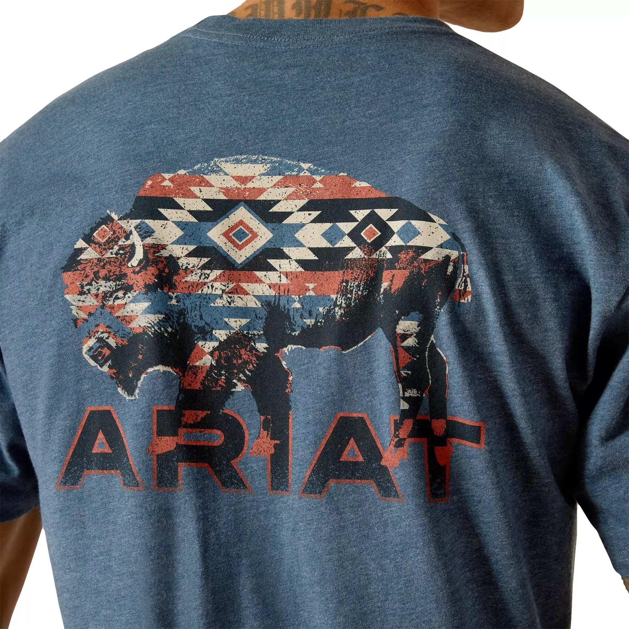 Ariat Men's SW Bison Tee - Heather Blue - BLUE