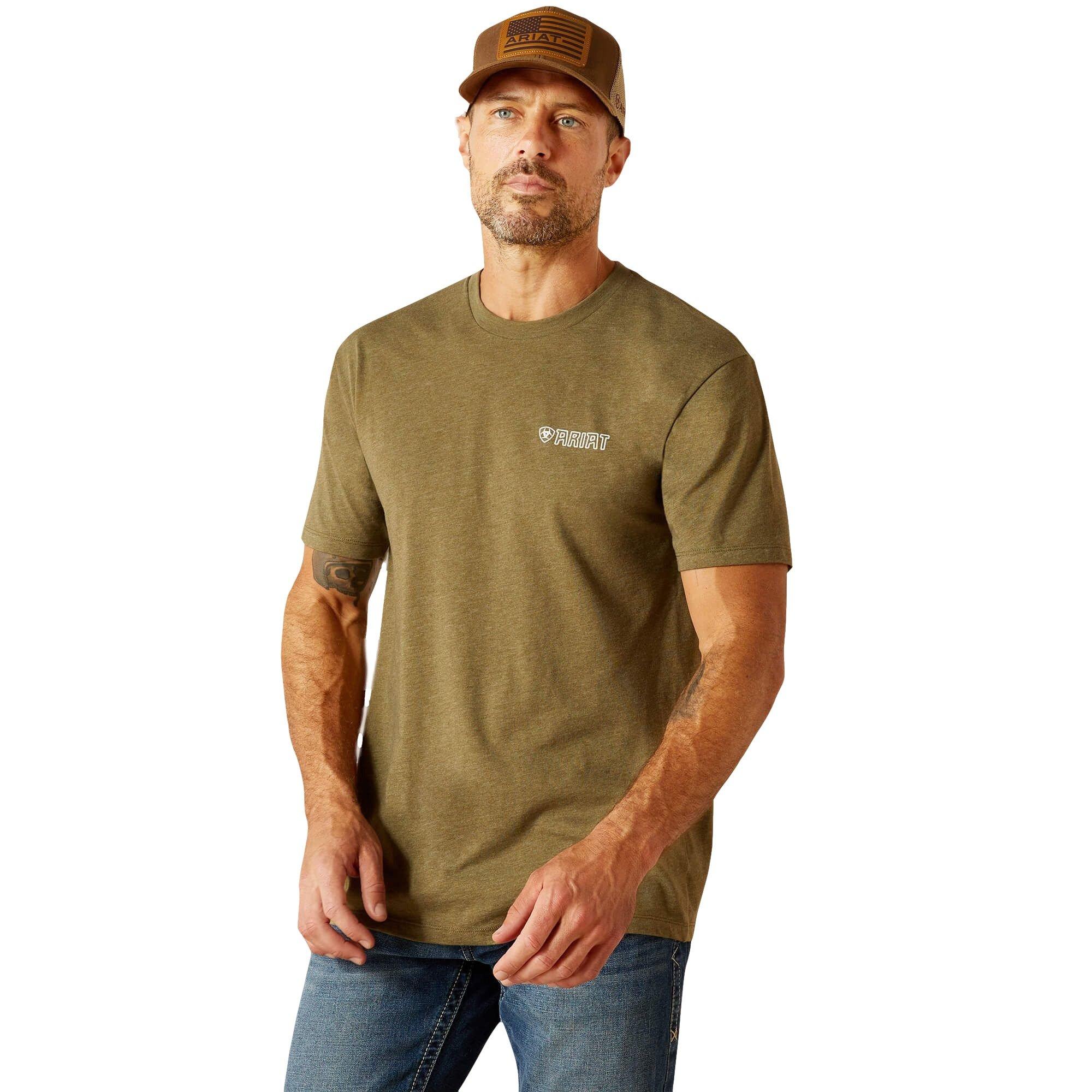 Ariat Men's Outline Wing Tee - Olive - OLIVE Thumbnail View 1