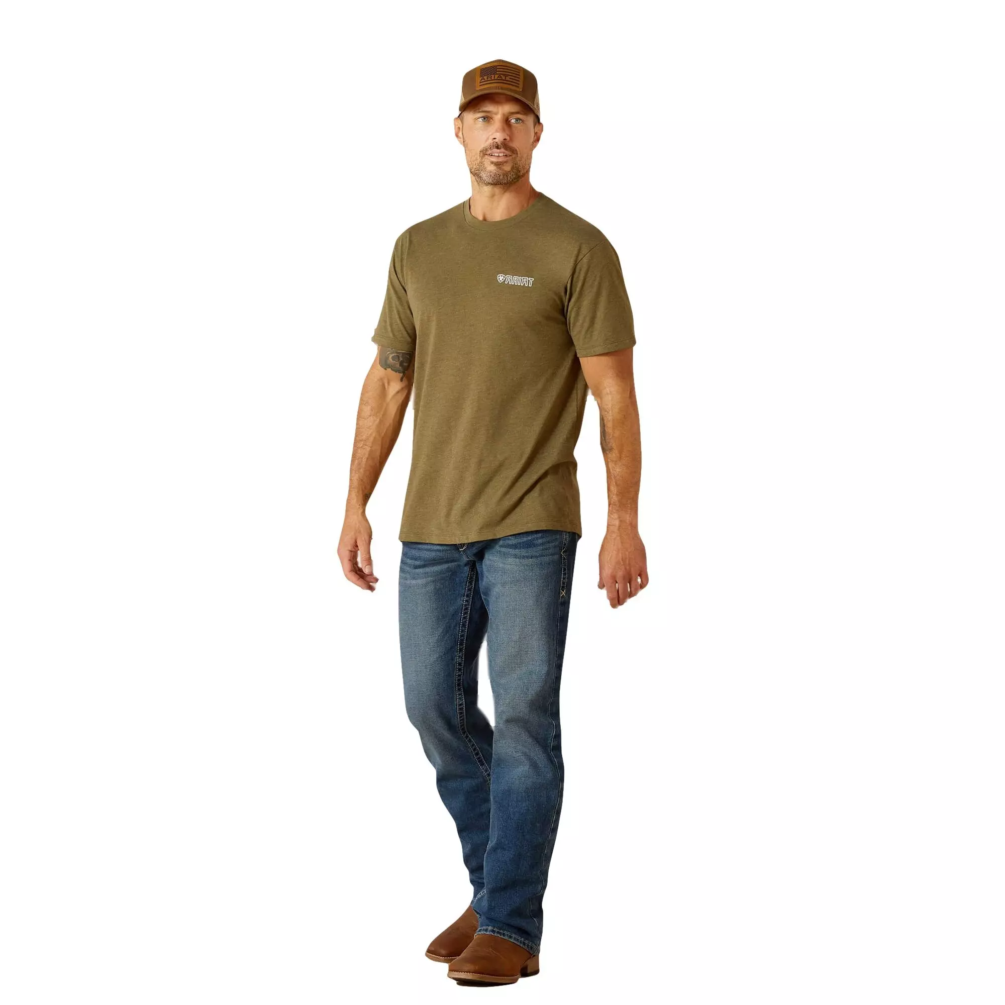 Ariat Men's Outline Wing Tee - Olive - OLIVE
