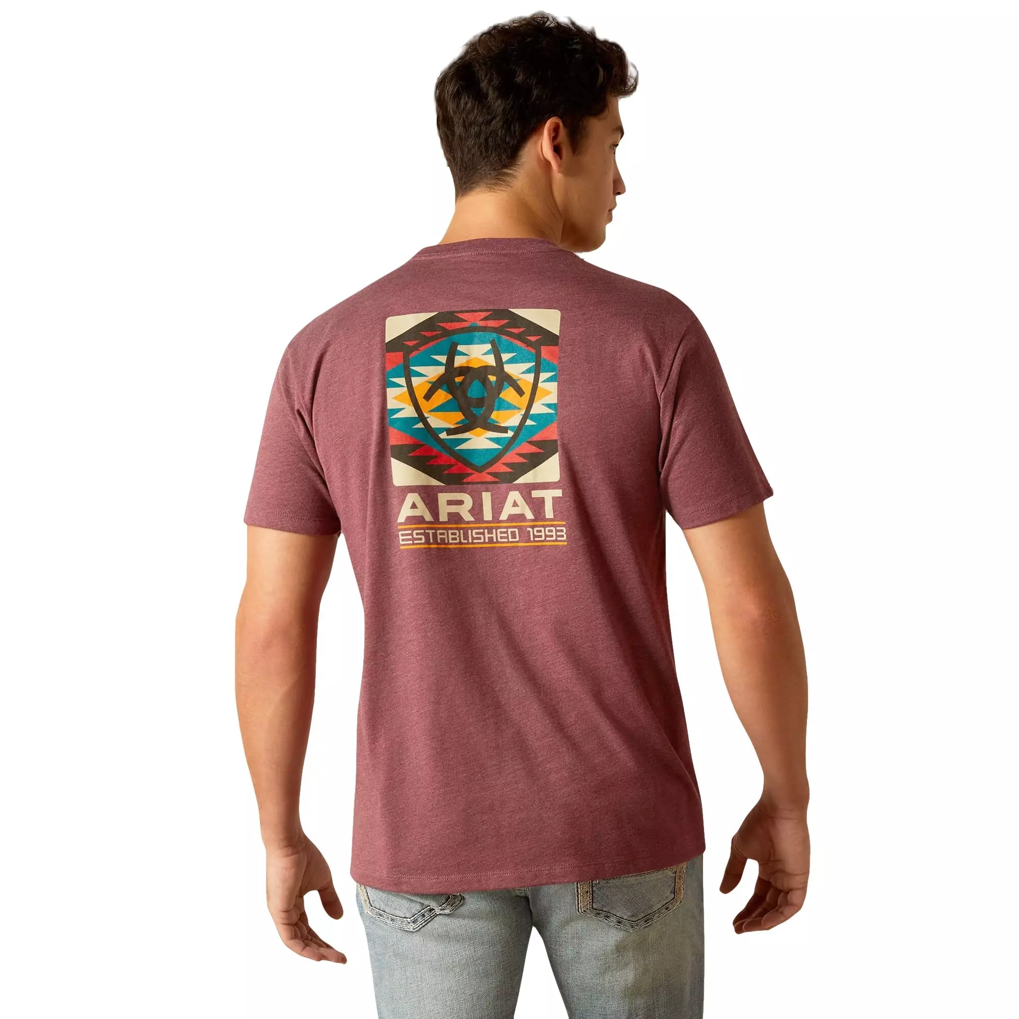 Ariat Men's Serape Fill Tee - Burgundy - BURGUNDY