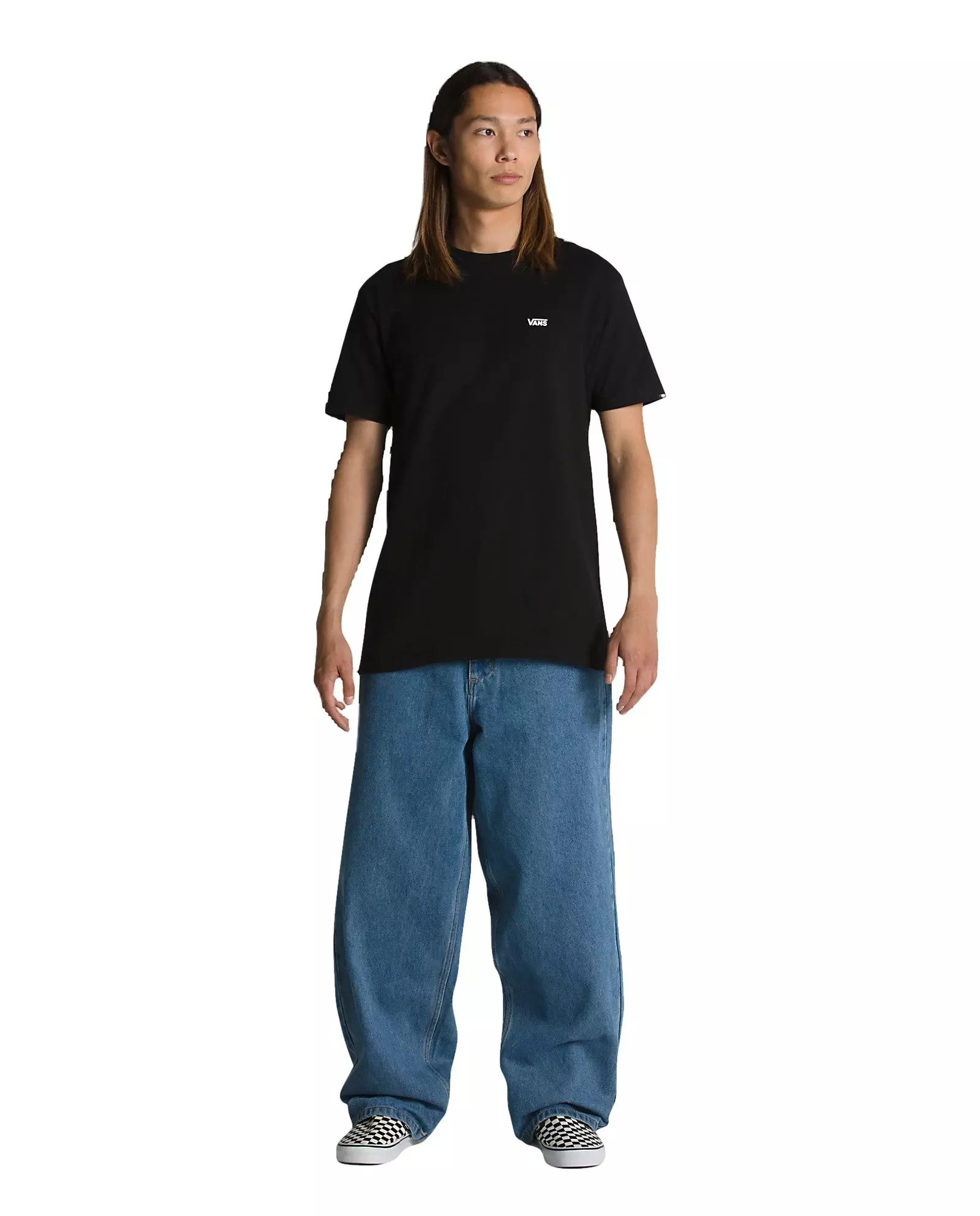 Vans Men's Left Chest Logo Tee-Black/White - BLACK/WHITE