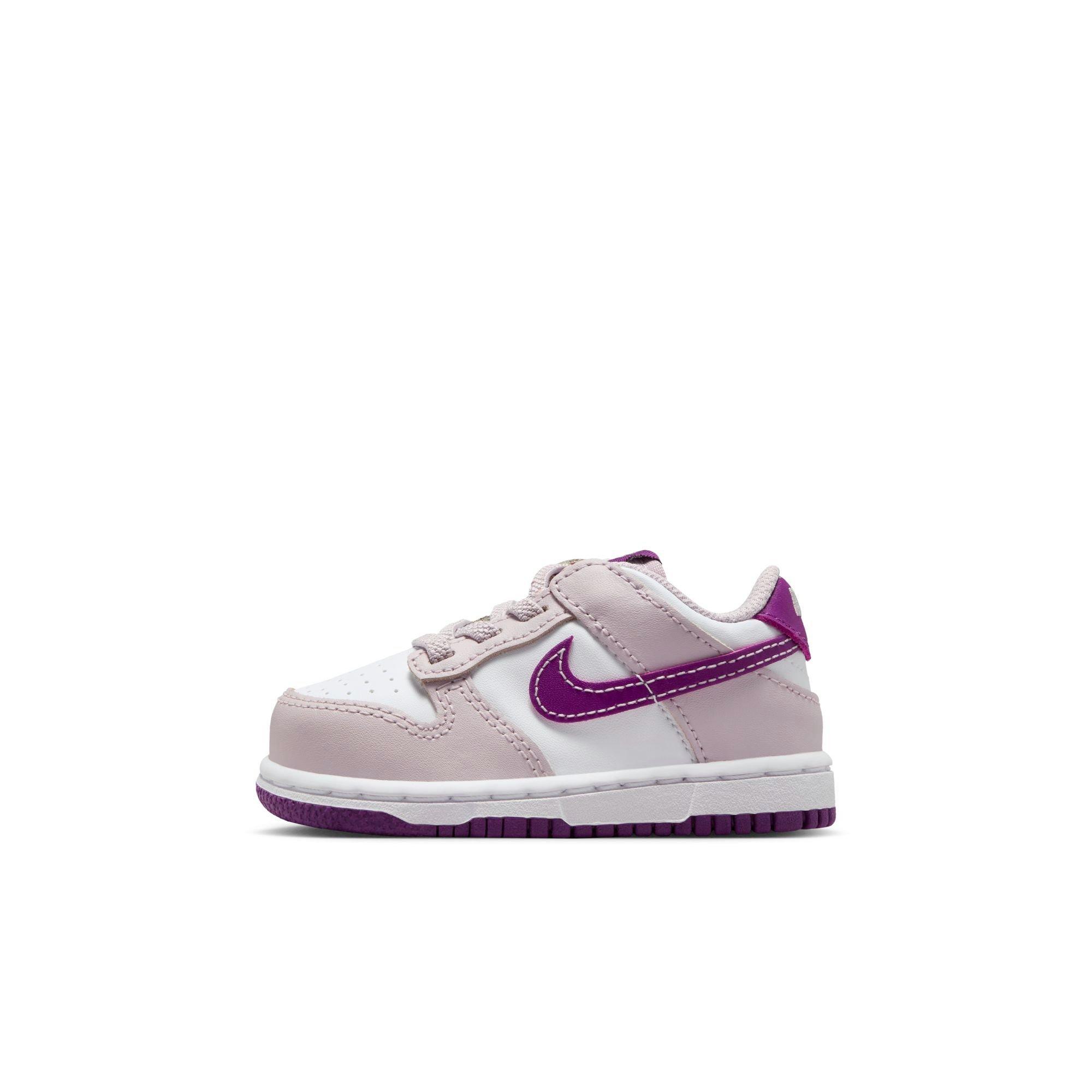 Nike Dunk Low "White/Viotech/Platinum Violet" Toddler Girls' Shoe - WHITE/PURPLE Thumbnail View 3
