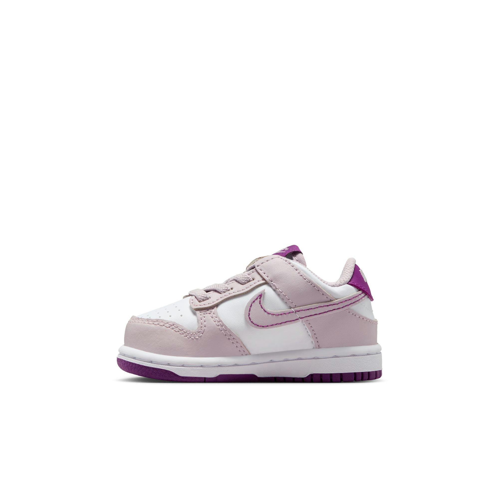 Nike Dunk Low "White/Viotech/Platinum Violet" Toddler Girls' Shoe - WHITE/PURPLE Thumbnail View 4