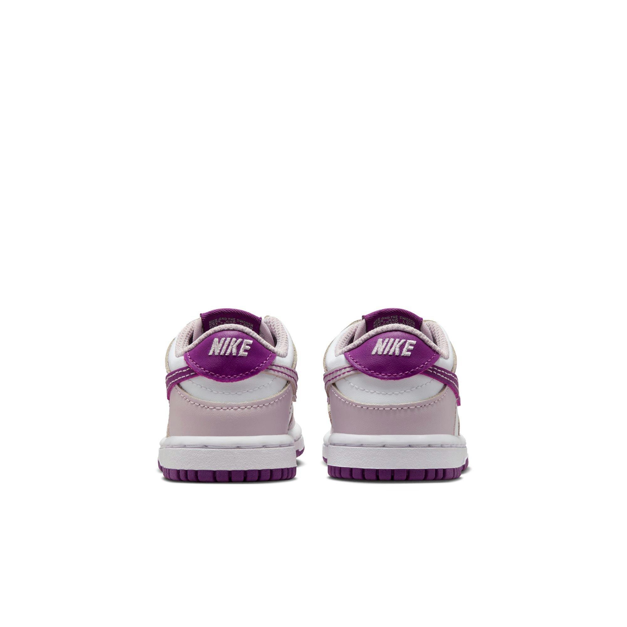 Nike Dunk Low "White/Viotech/Platinum Violet" Toddler Girls' Shoe - WHITE/PURPLE Thumbnail View 6