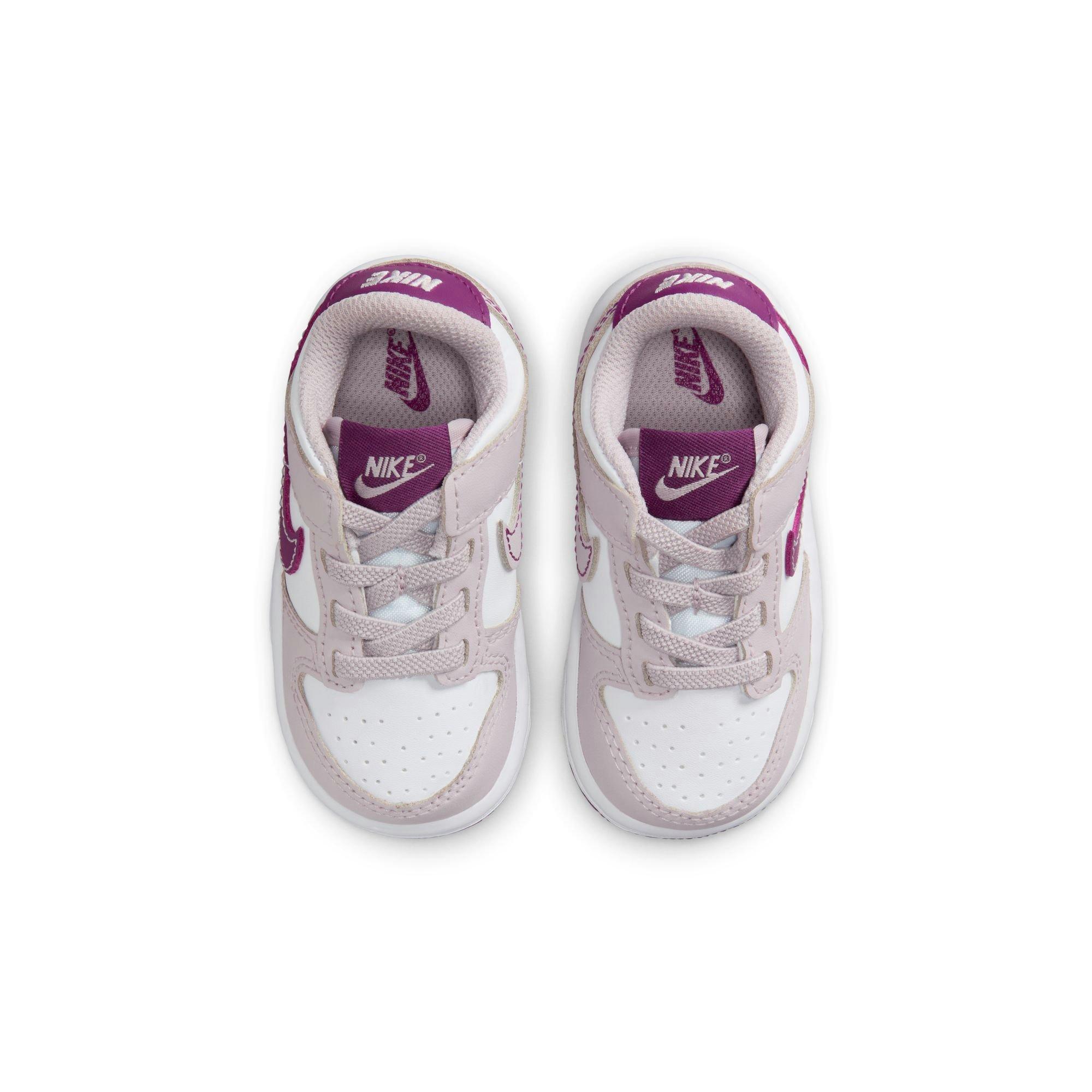Nike Dunk Low "White/Viotech/Platinum Violet" Toddler Girls' Shoe - WHITE/PURPLE Thumbnail View 7