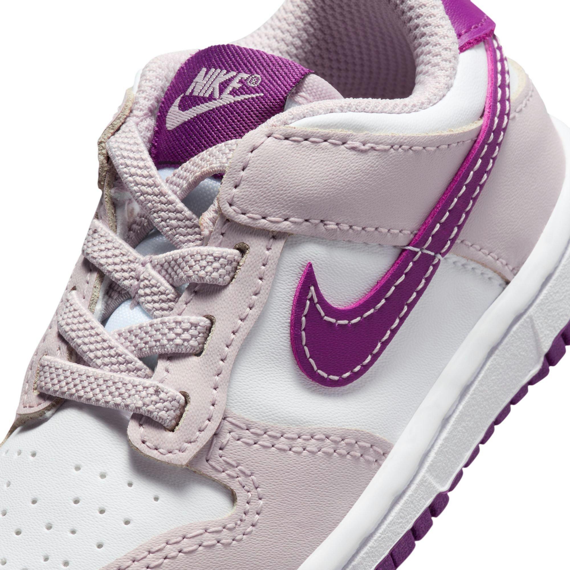 Nike Dunk Low "White/Viotech/Platinum Violet" Toddler Girls' Shoe - WHITE/PURPLE Thumbnail View 9