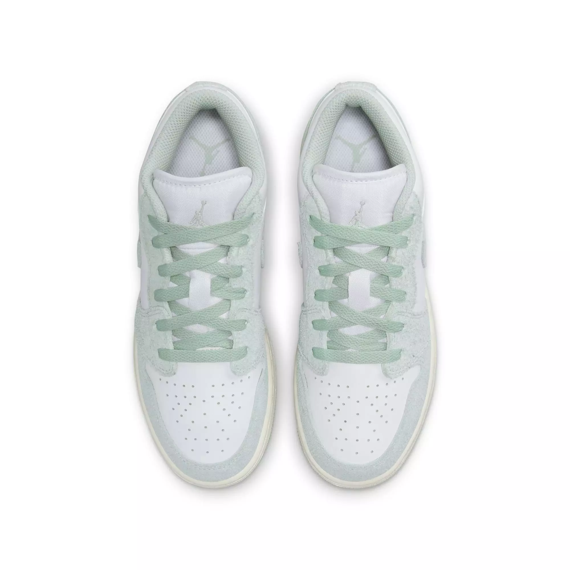 Jordan 1 Low SE "White/Seafoam/Sail" Grade School Boys' Shoe - WHITE/GREEN