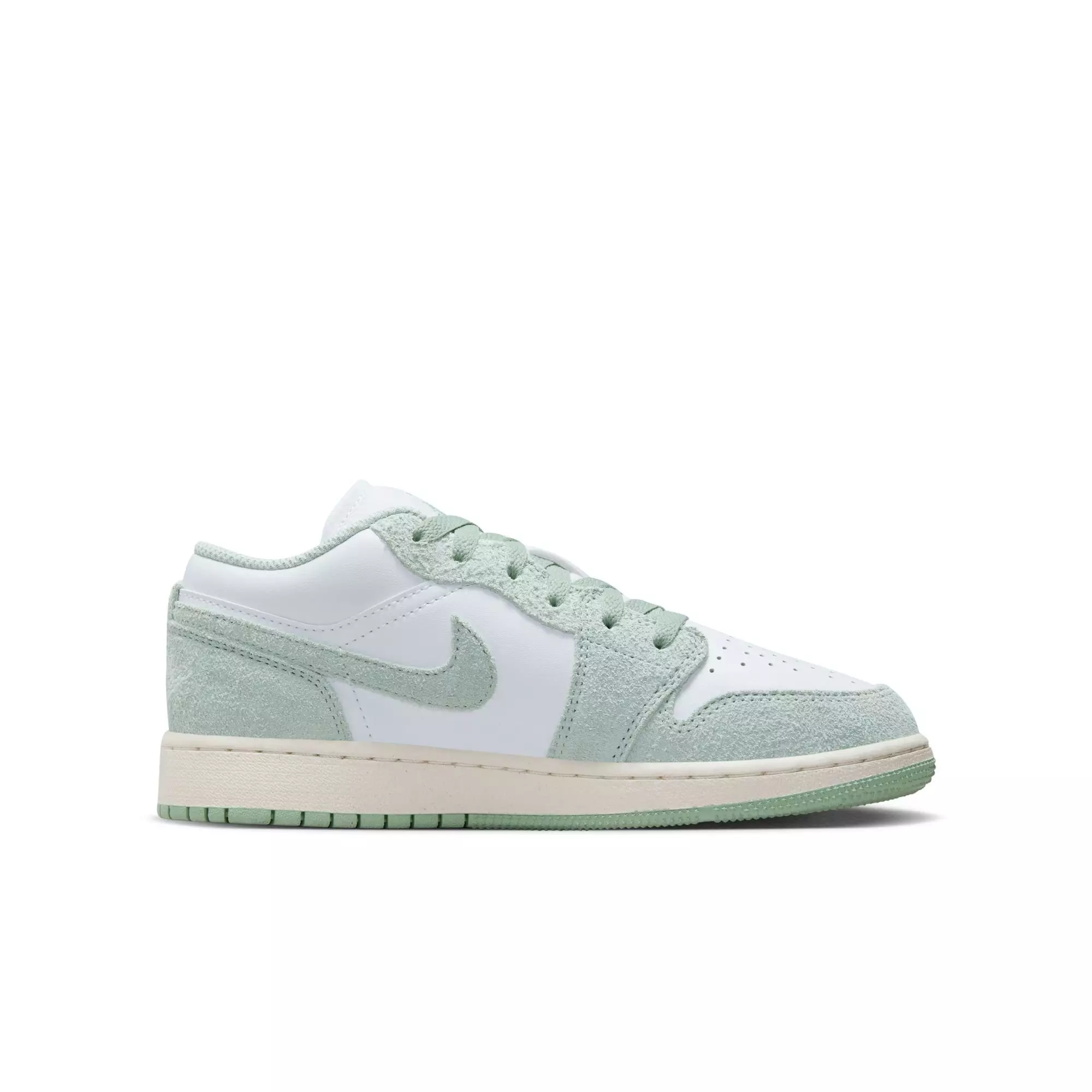 Jordan 1 Low SE "White/Seafoam/Sail" Grade School Boys' Shoe - WHITE/GREEN