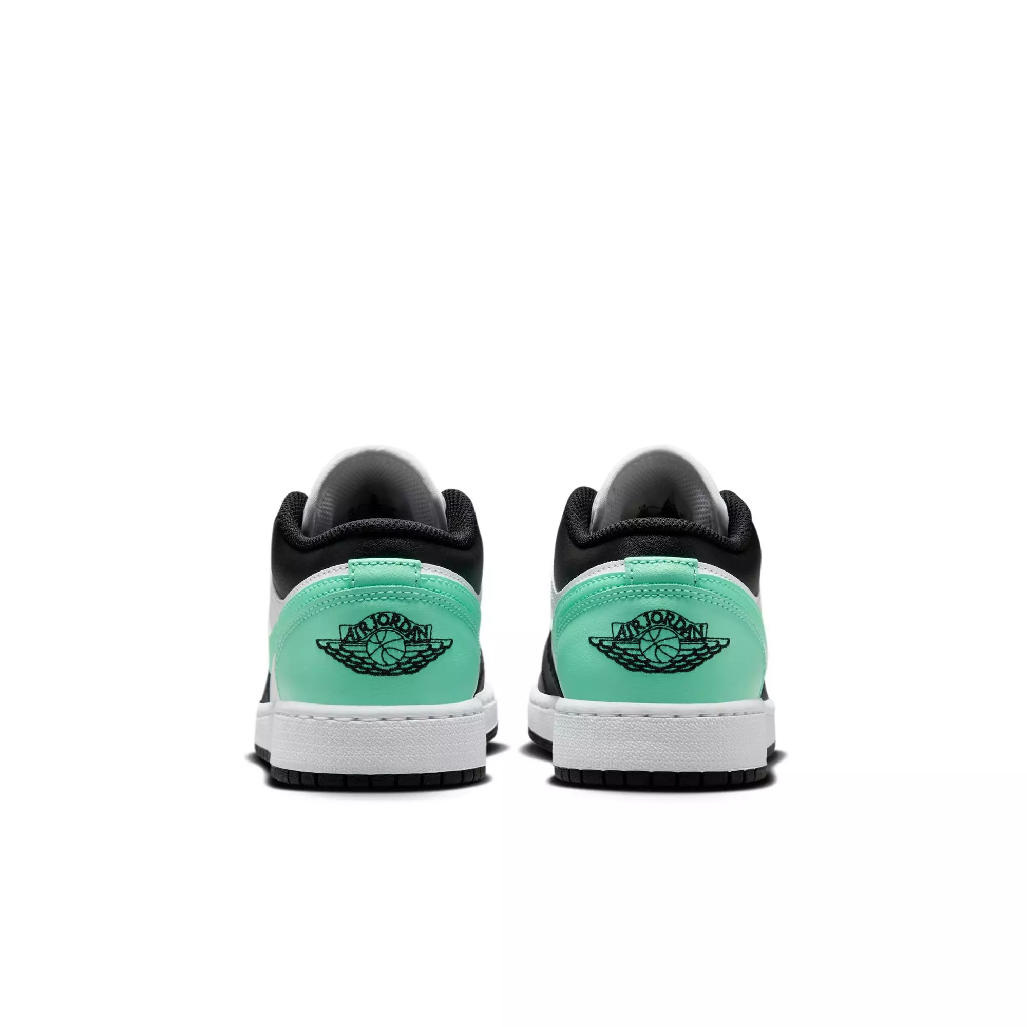 Jordan 1 Low "White/Black/Green Glow" Grade School Boys' Shoe - WHITE/BLACK/GREEN