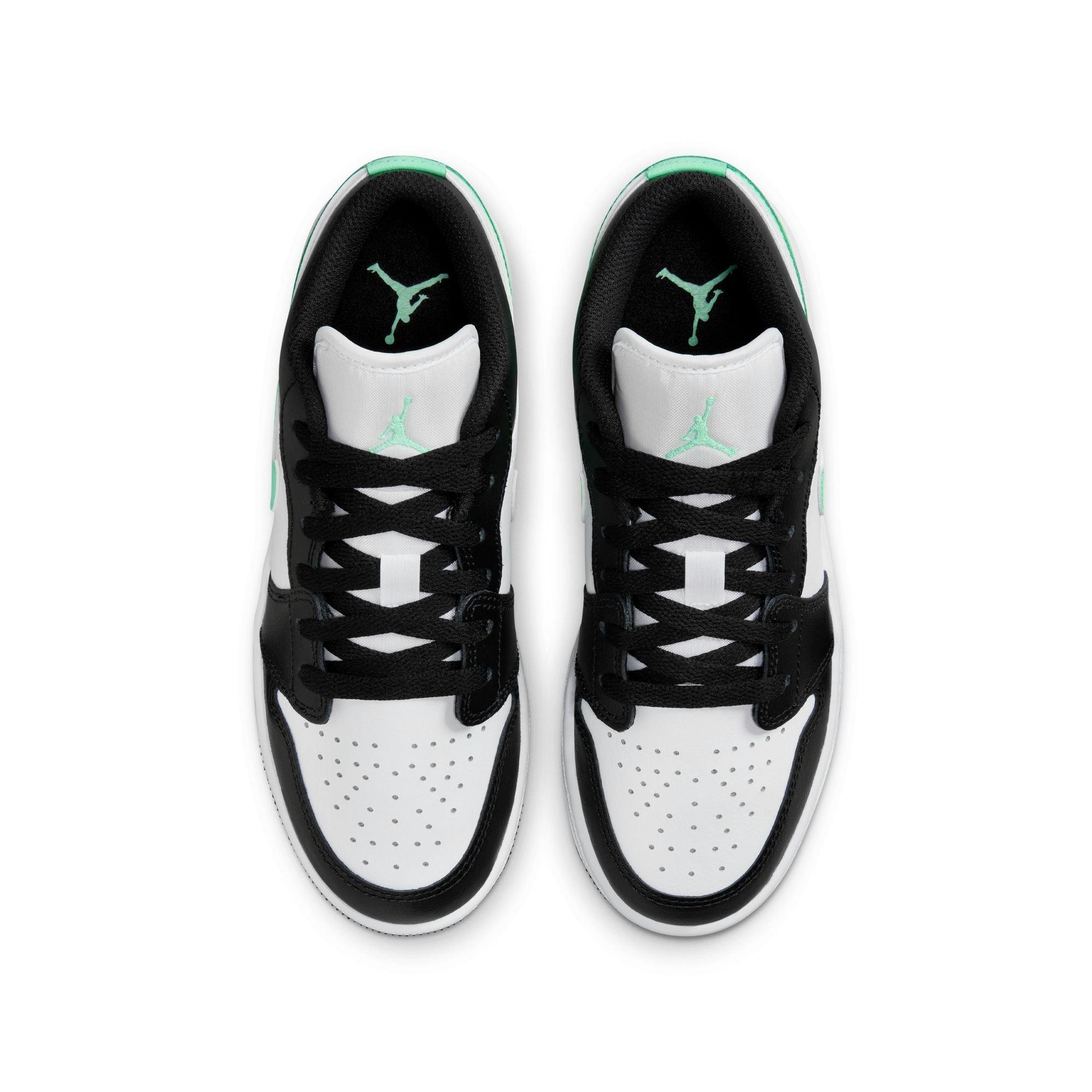 Jordan 1 Low Grade School Boys' "White/Black/Green Glow" Shoe