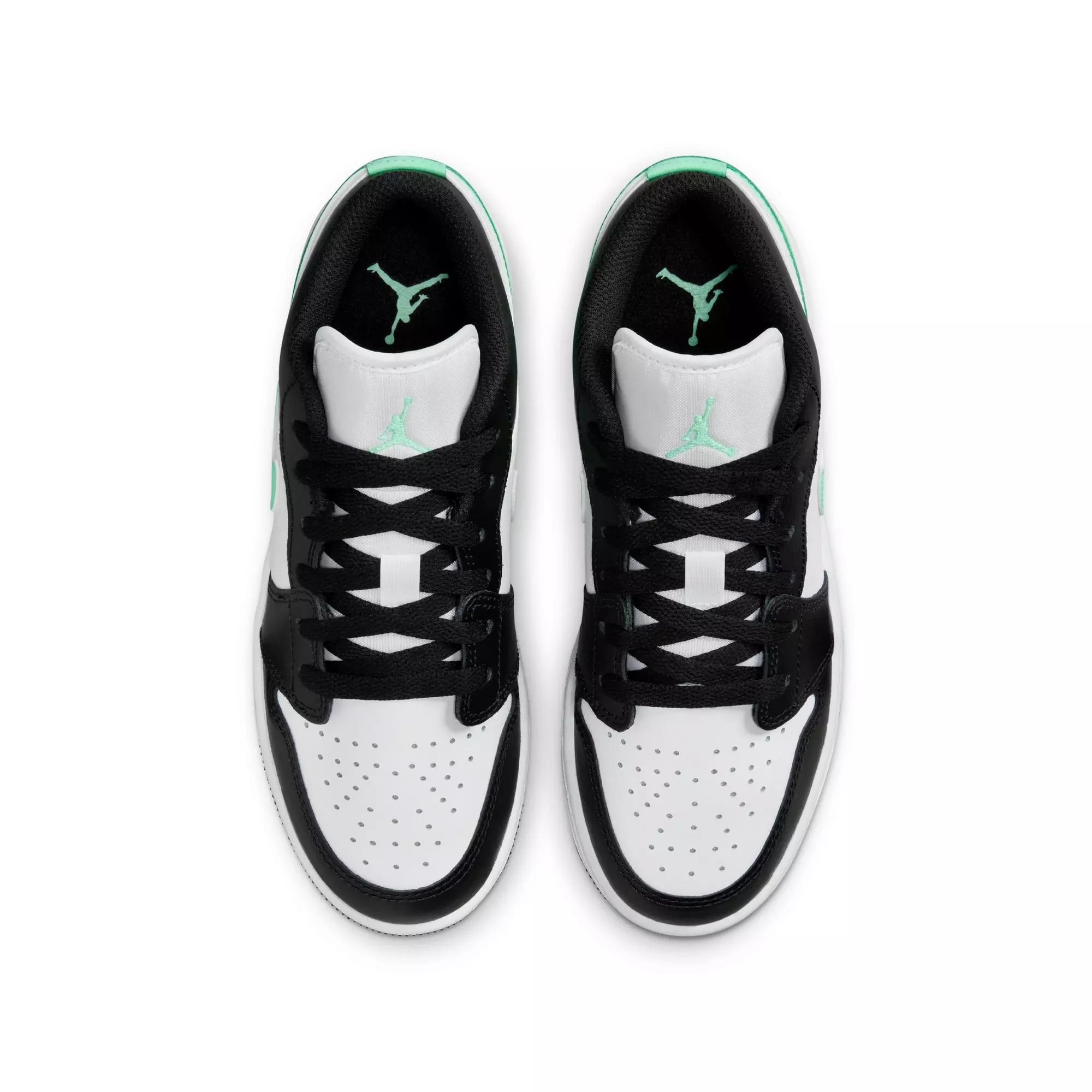 Jordan 1 Low "White/Black/Green Glow" Grade School Boys' Shoe - WHITE/BLACK/GREEN