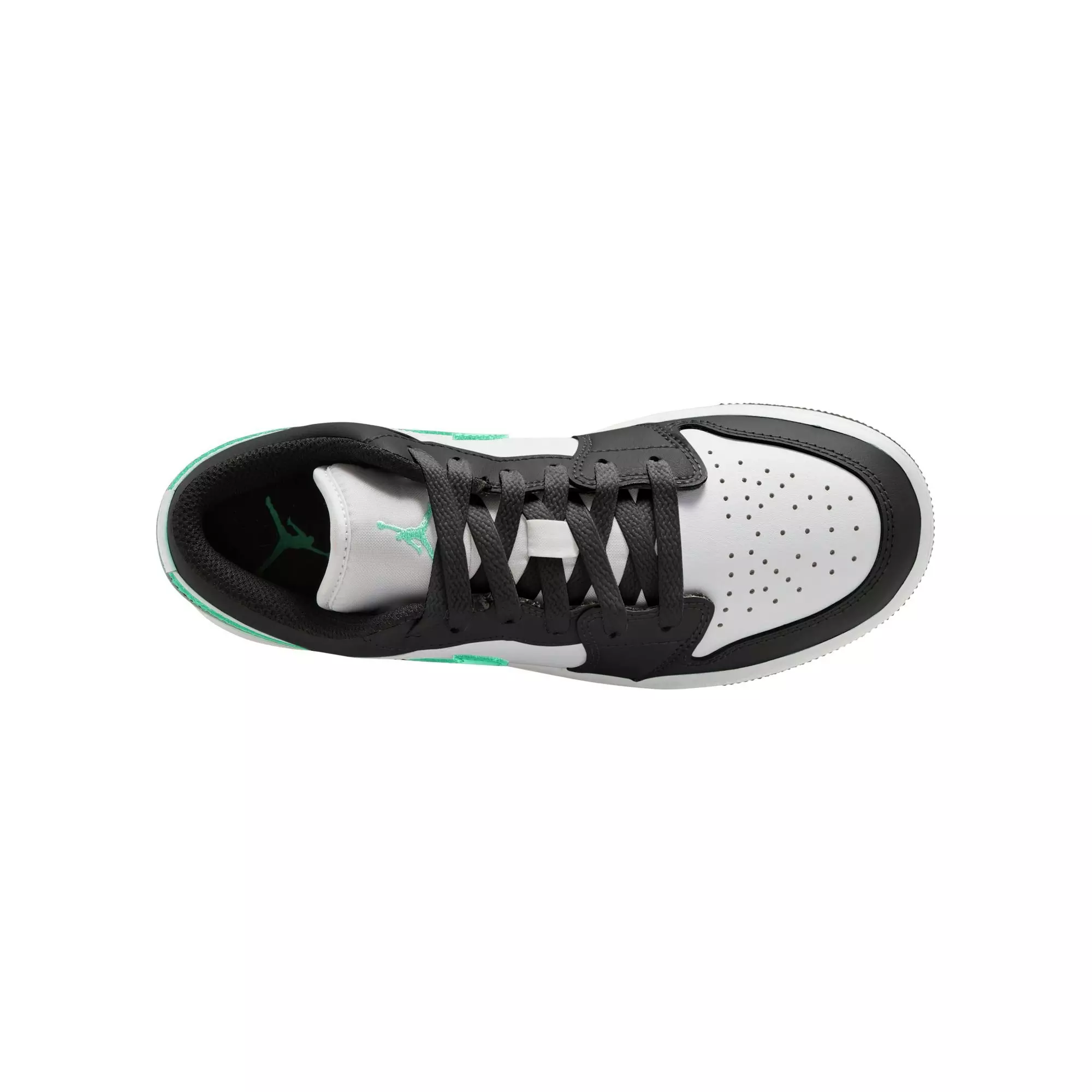 Jordan 1 Low "White/Black/Green Glow" Grade School Boys' Shoe - WHITE/BLACK/GREEN