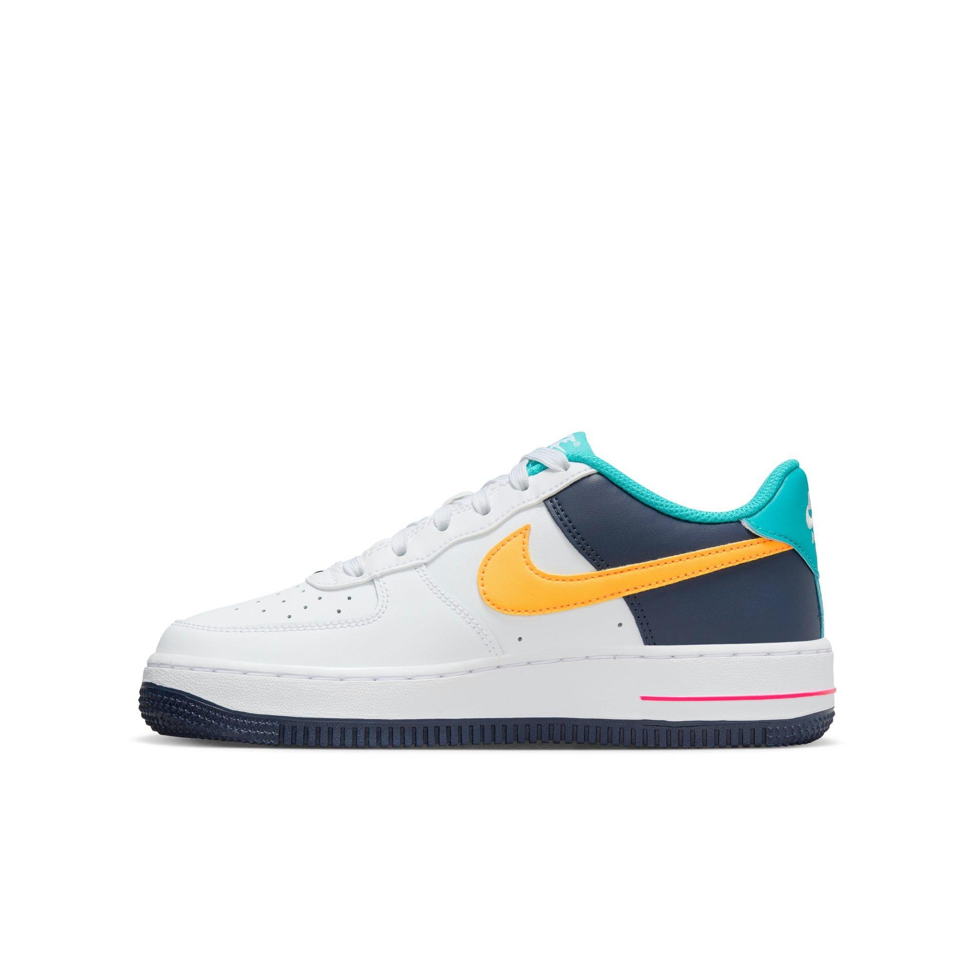 Nike Air Force 1 Grade School Girls' White/Racer Pink/Thunder Blue Shoe