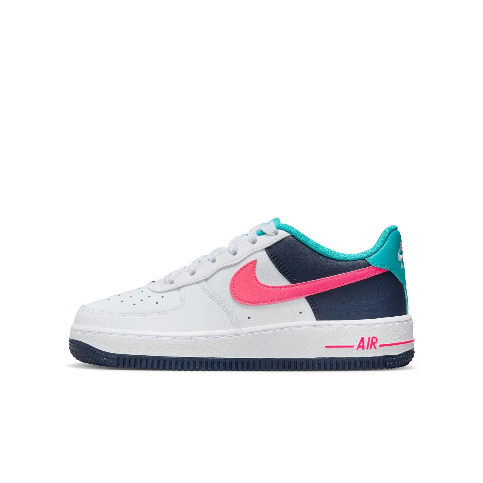 Nike Air Force 1 Grade School Girls' White/Racer Pink/Thunder Blue Shoe