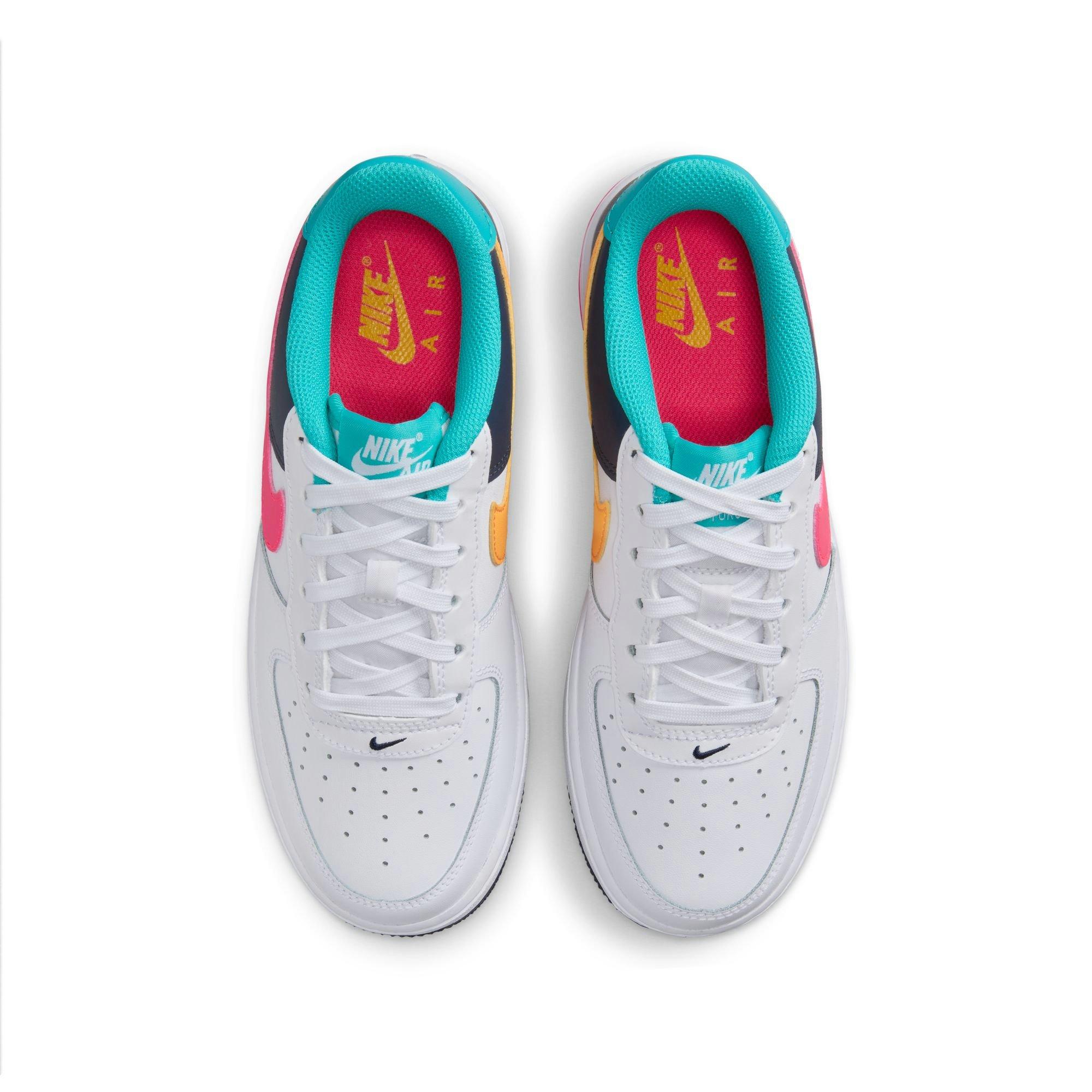 Nike Air Force 1 Grade School Girls' White/Racer Pink/Thunder Blue Shoe