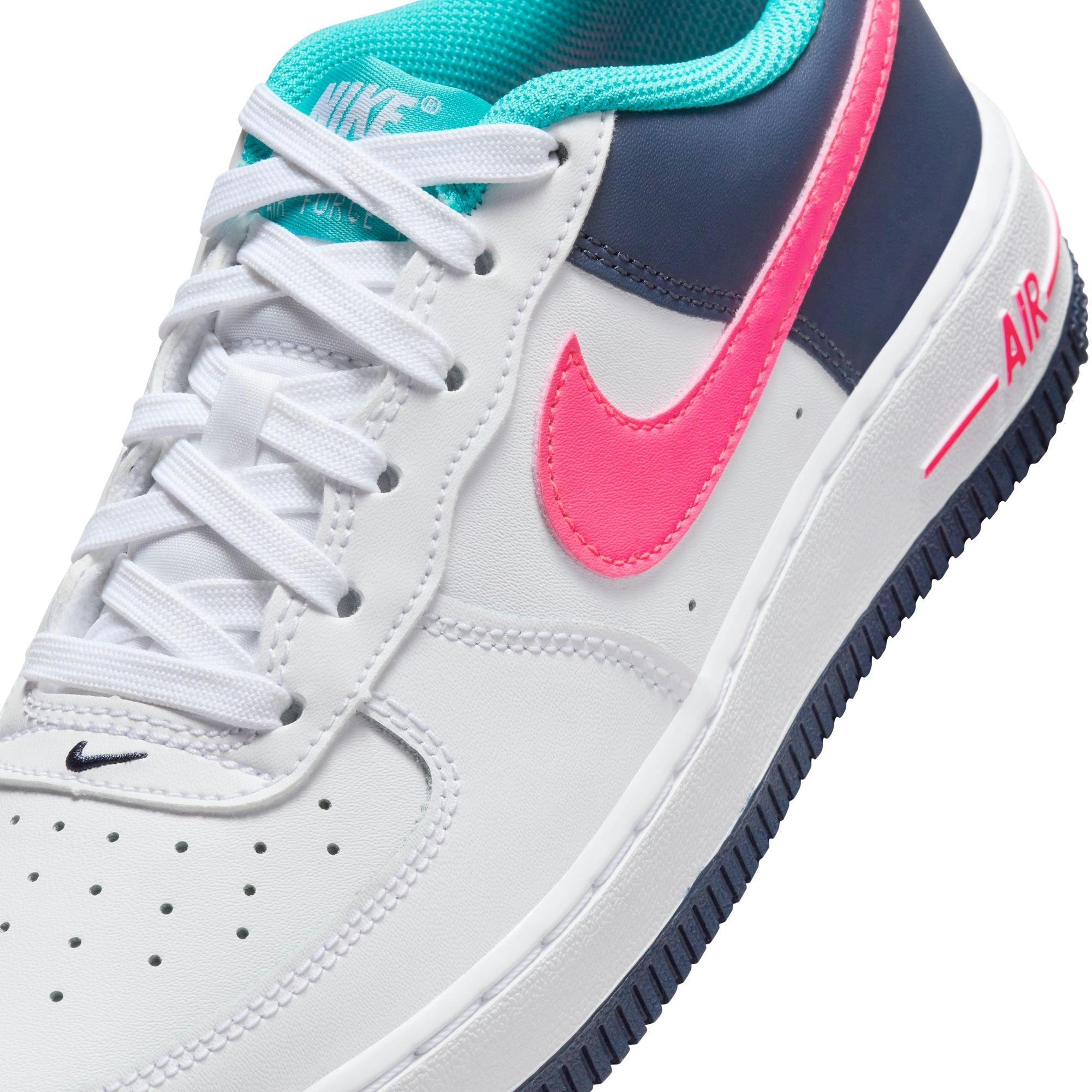 Nike Air Force 1 Grade School Girls' White/Racer Pink/Thunder Blue Shoe