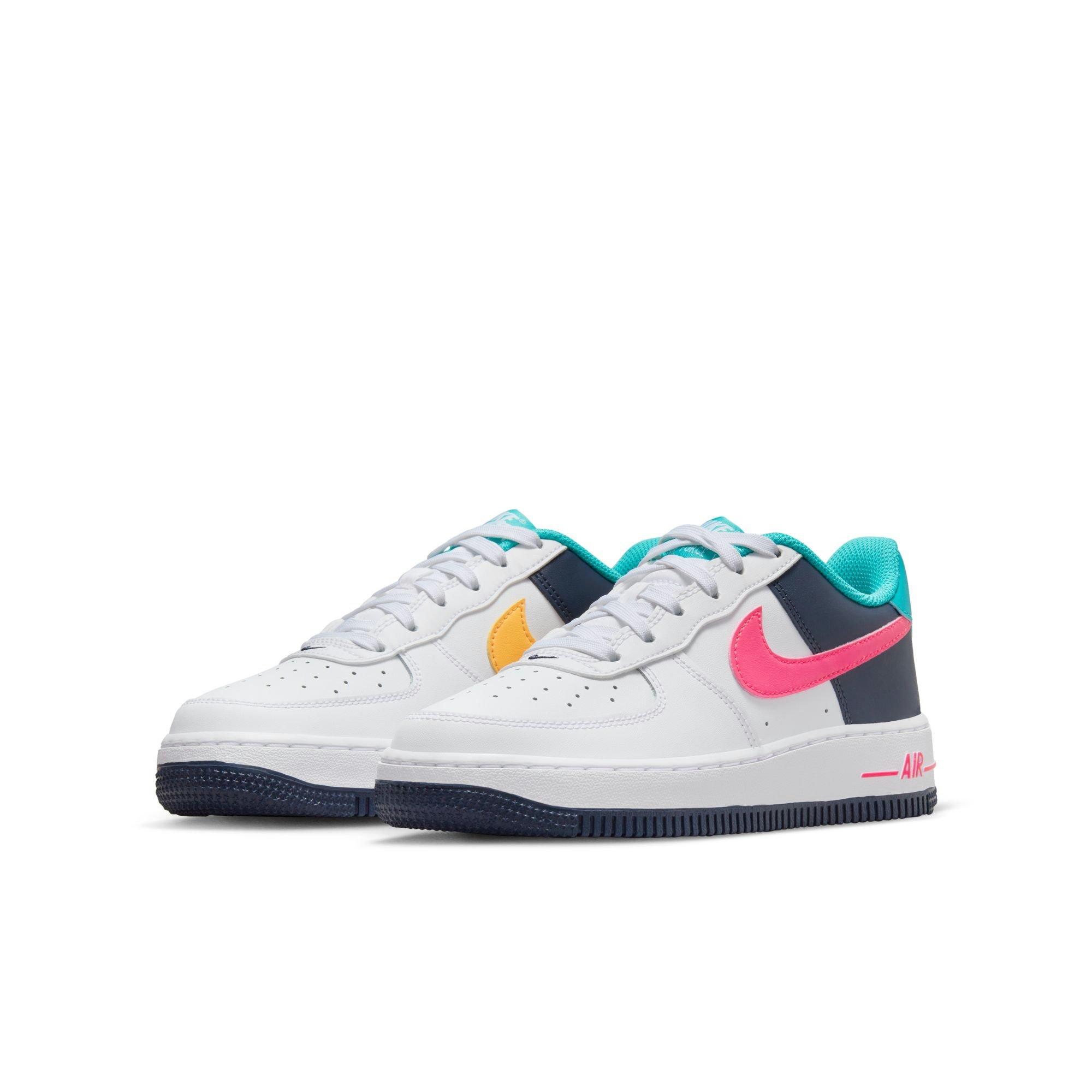 Nike Air Force 1 Grade School Girls' White/Racer Pink/Thunder Blue Shoe