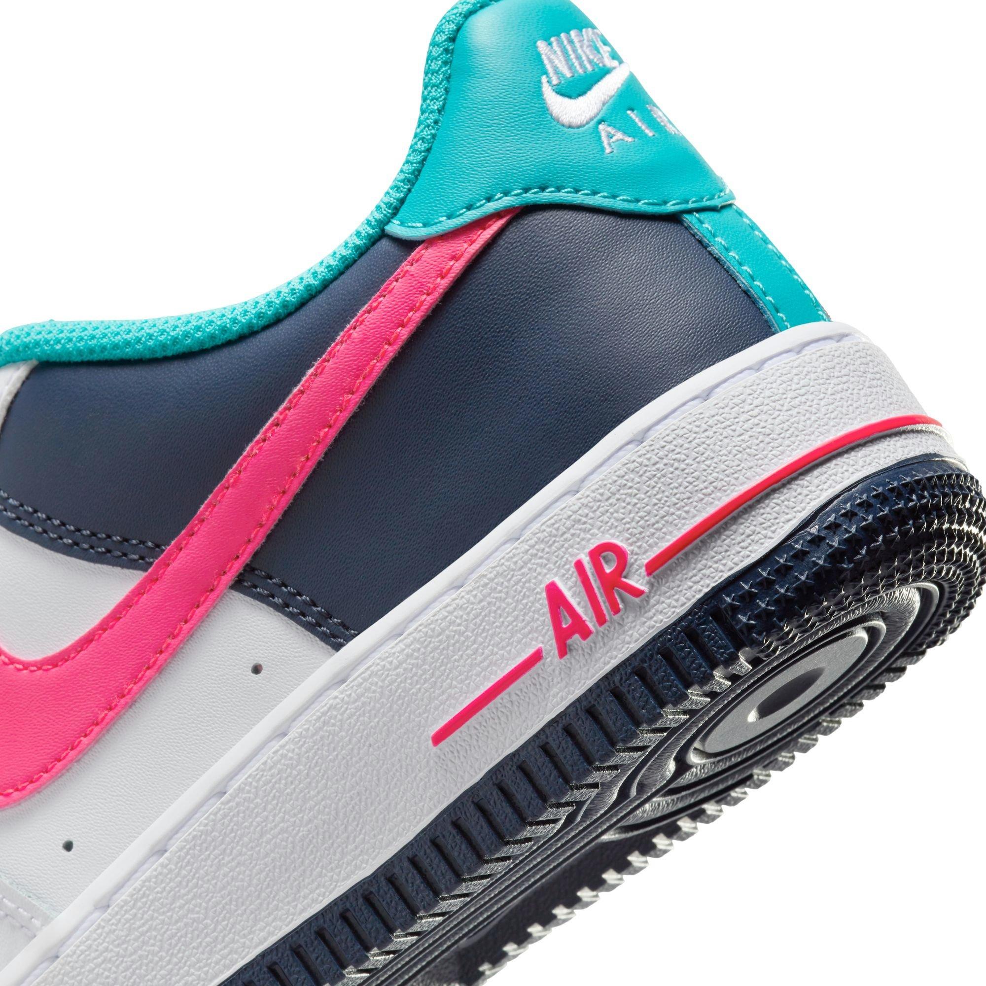 Nike Air Force 1 Grade School Girls' White/Racer Pink/Thunder Blue Shoe