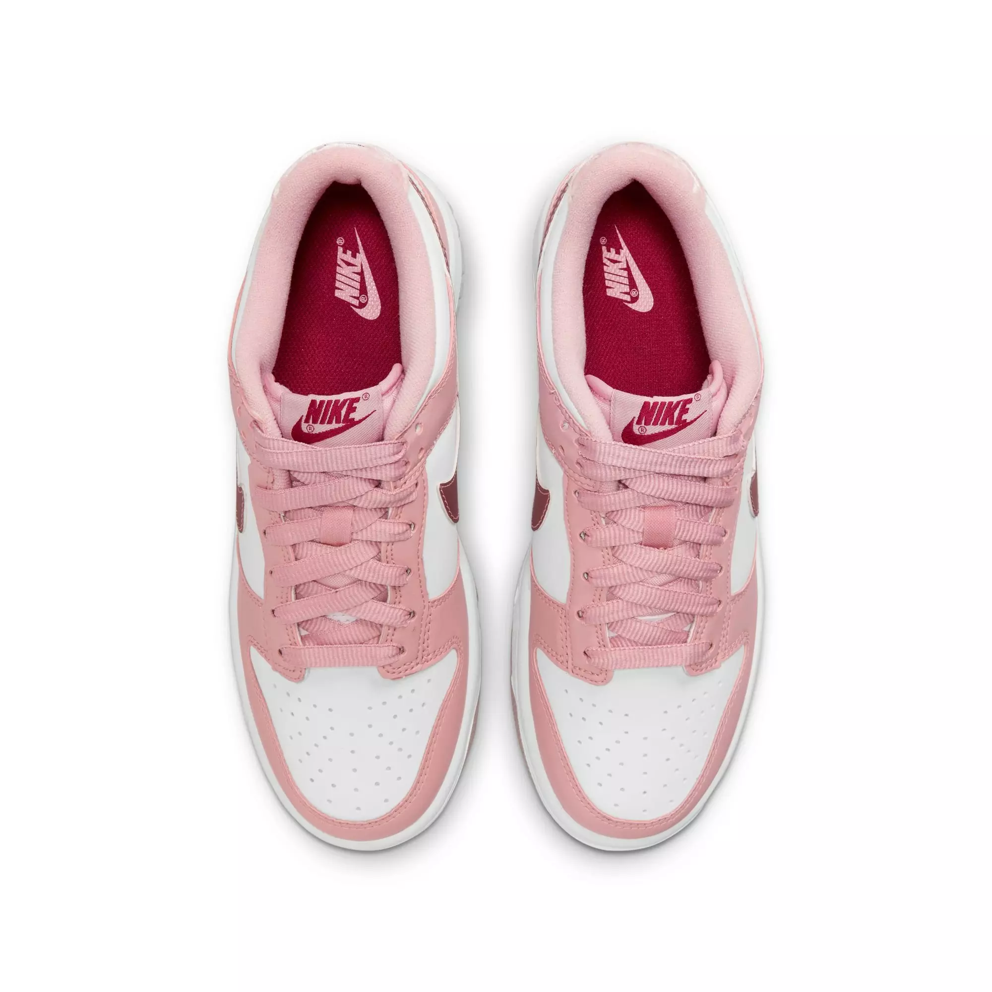 Nike Dunk Low "Pink Glaze/White/Pomegranate" Grade School Girls' Shoe - WHITE/PINK