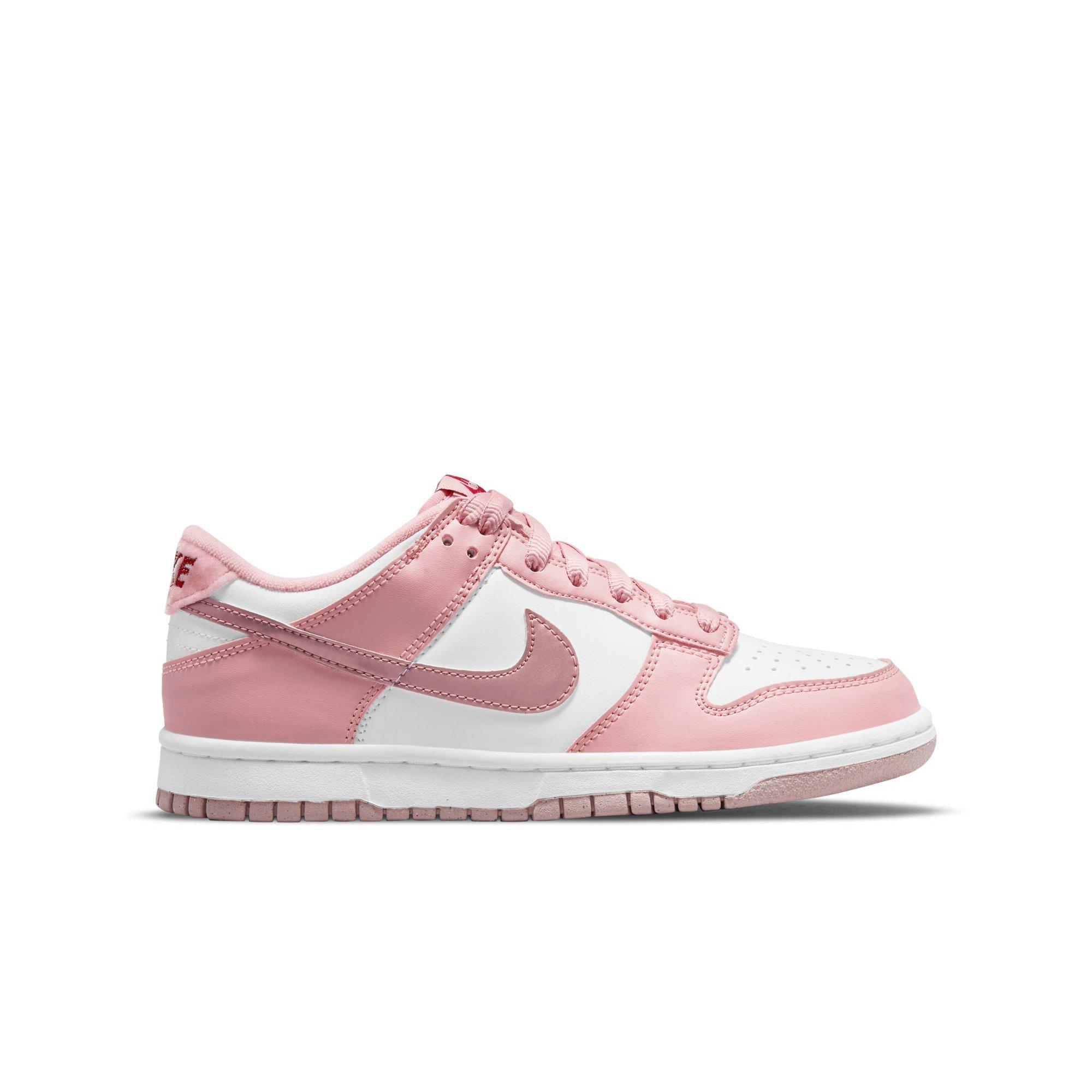 Nike Dunk Low "Pink Glaze/White/Pomegranate" Grade School Girls' Shoe - WHITE/PINK