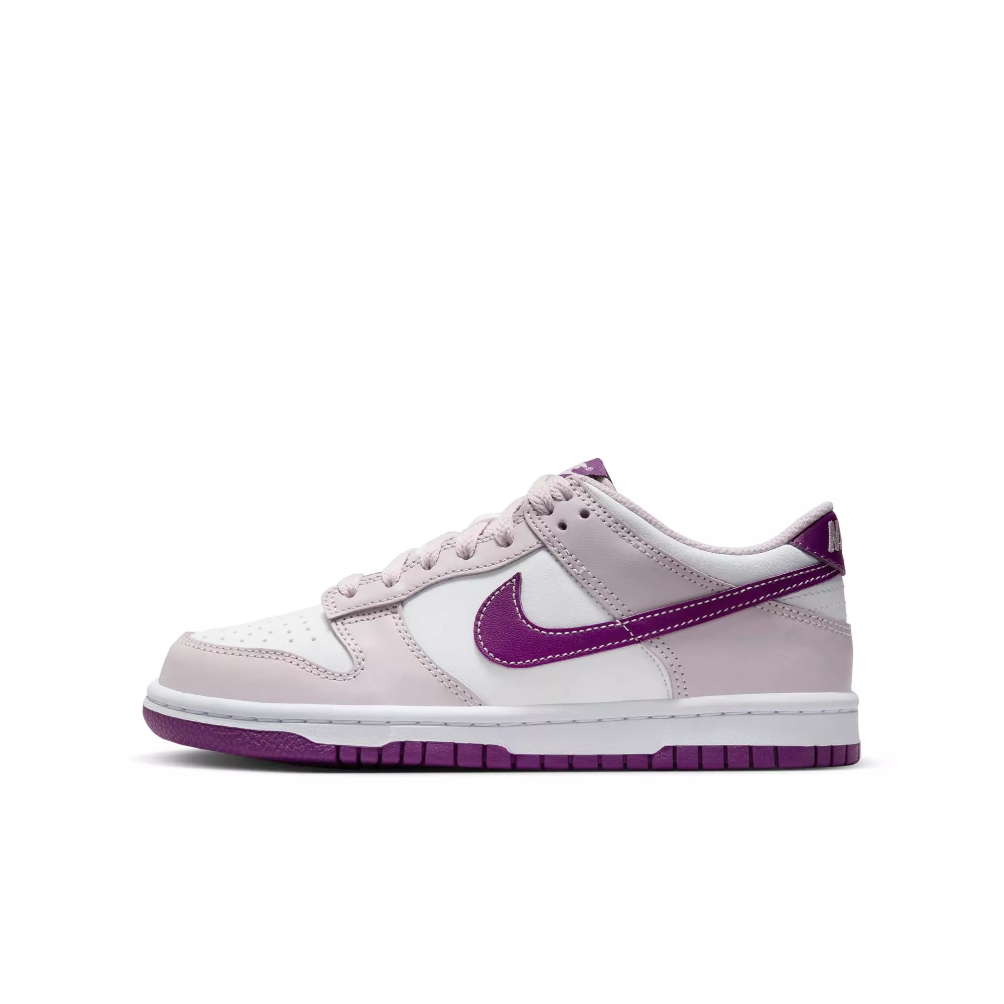 Nike Dunk Low "White/Viotech/Platinum Violet" Grade School Girls' Shoe - WHITE/PURPLE