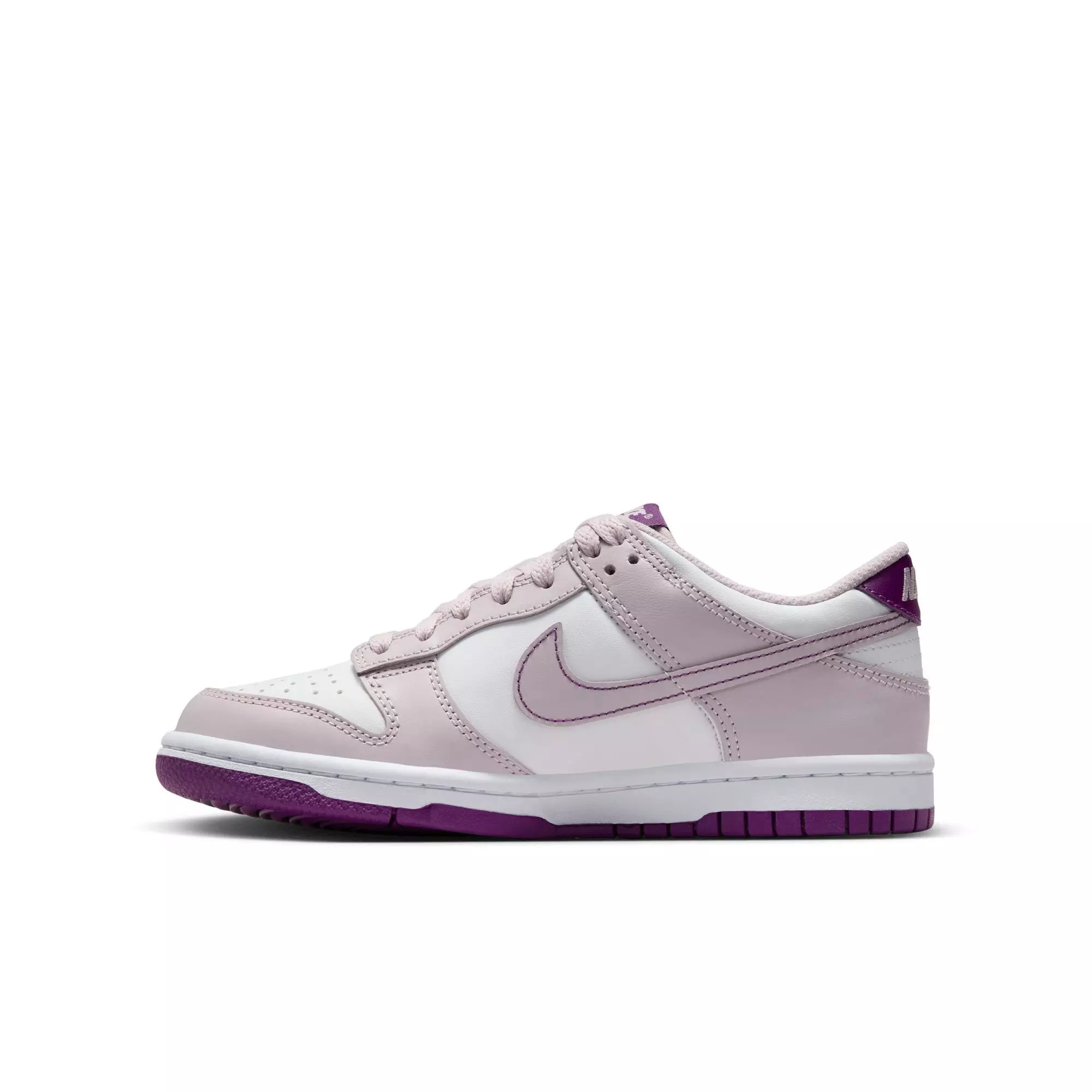 Nike Dunk Low "White/Viotech/Platinum Violet" Grade School Girls' Shoe - WHITE/PURPLE