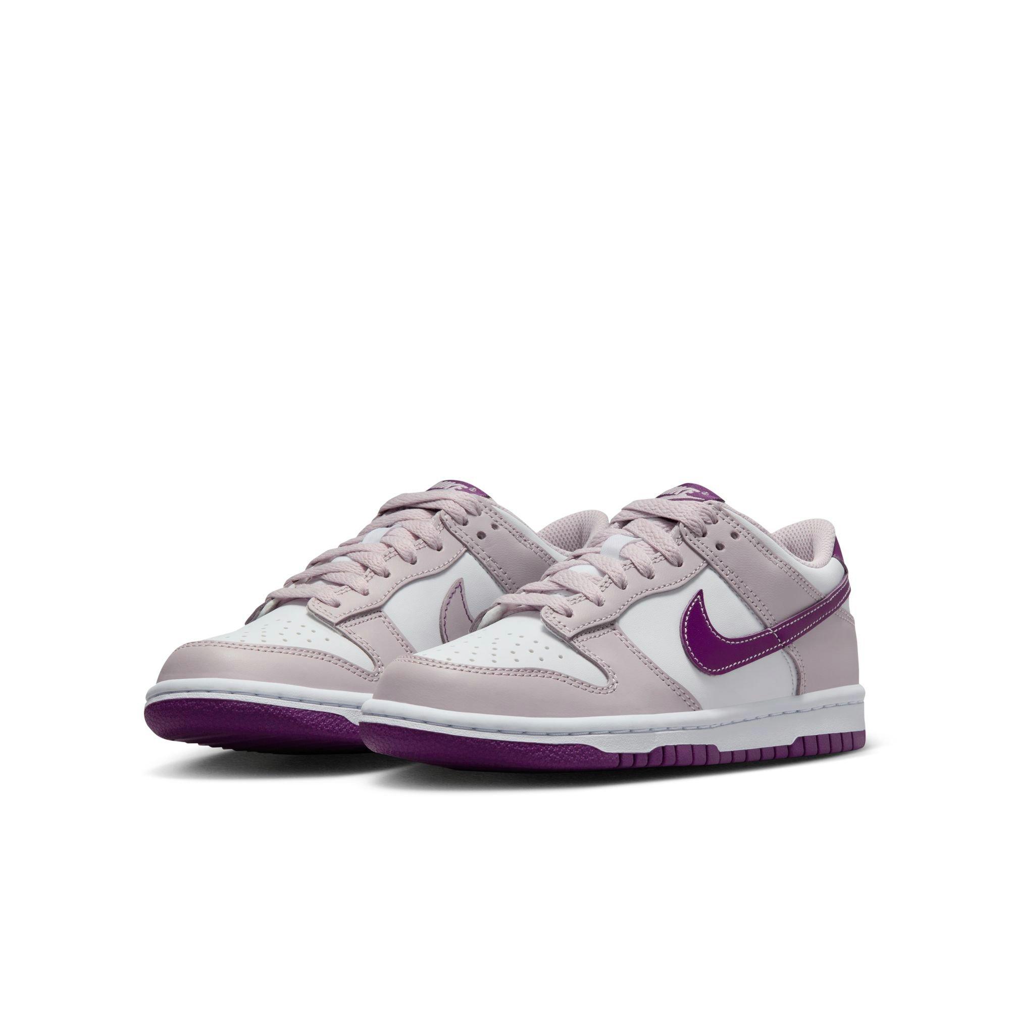 Nike Dunk Low "White/Viotech/Platinum Violet" Grade School Girls' Shoe - WHITE/PURPLE Thumbnail View 5